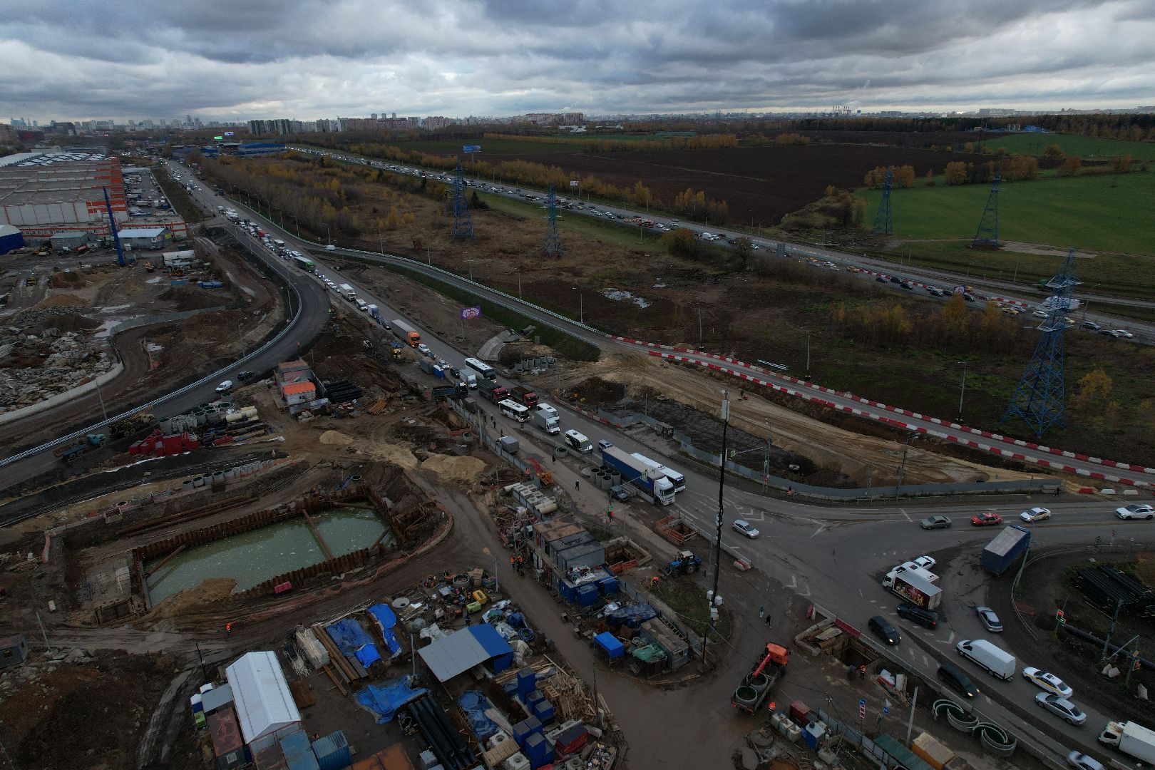 видео с коптера, дороги, строительство,