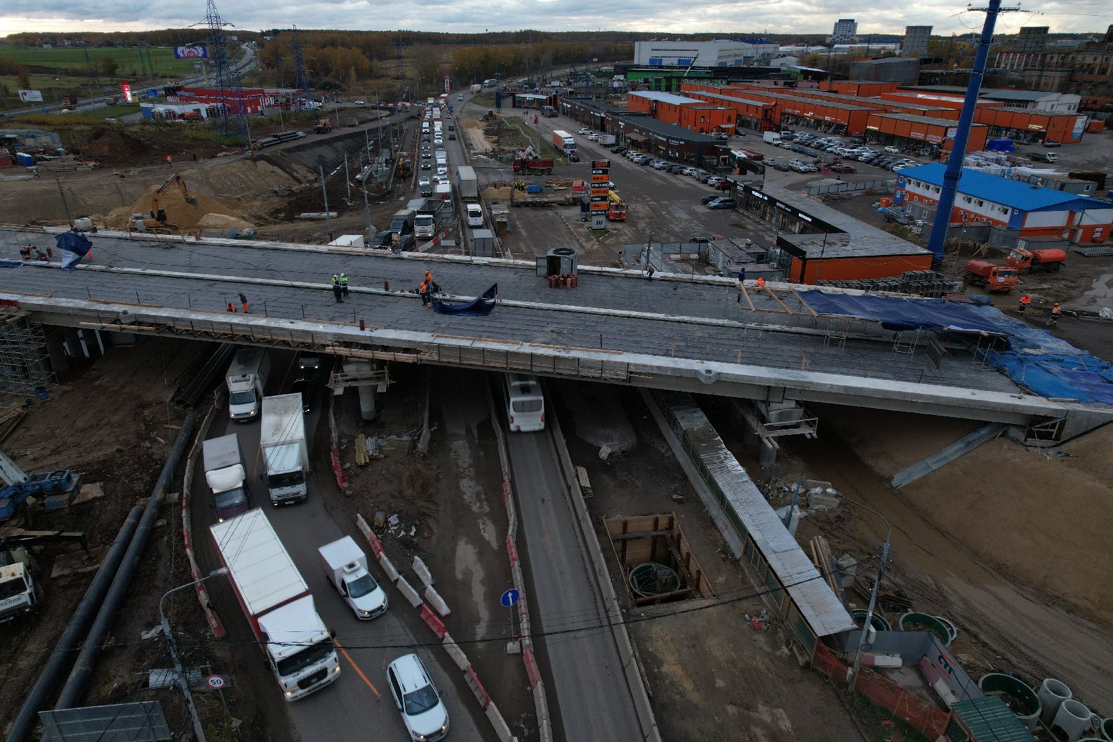 видео с коптера, дороги, строительство,