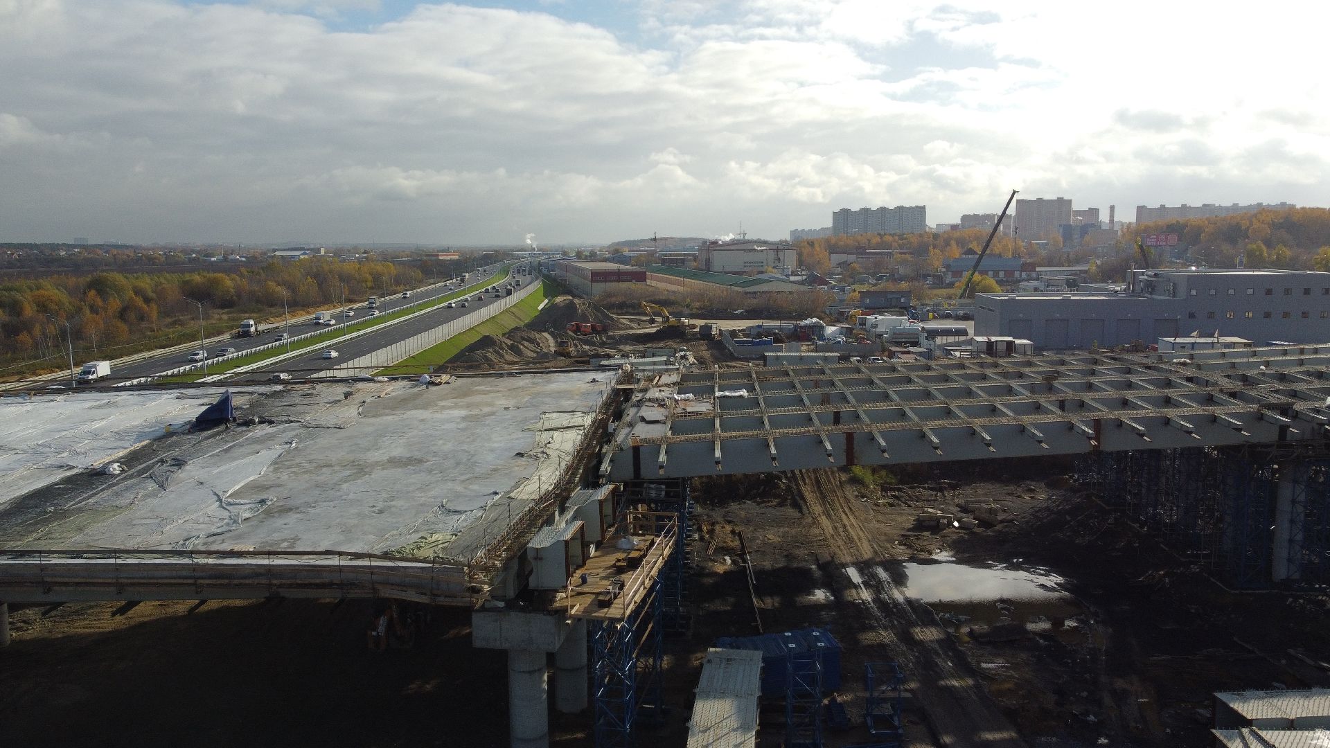 видео с коптера, строительство, дороги,