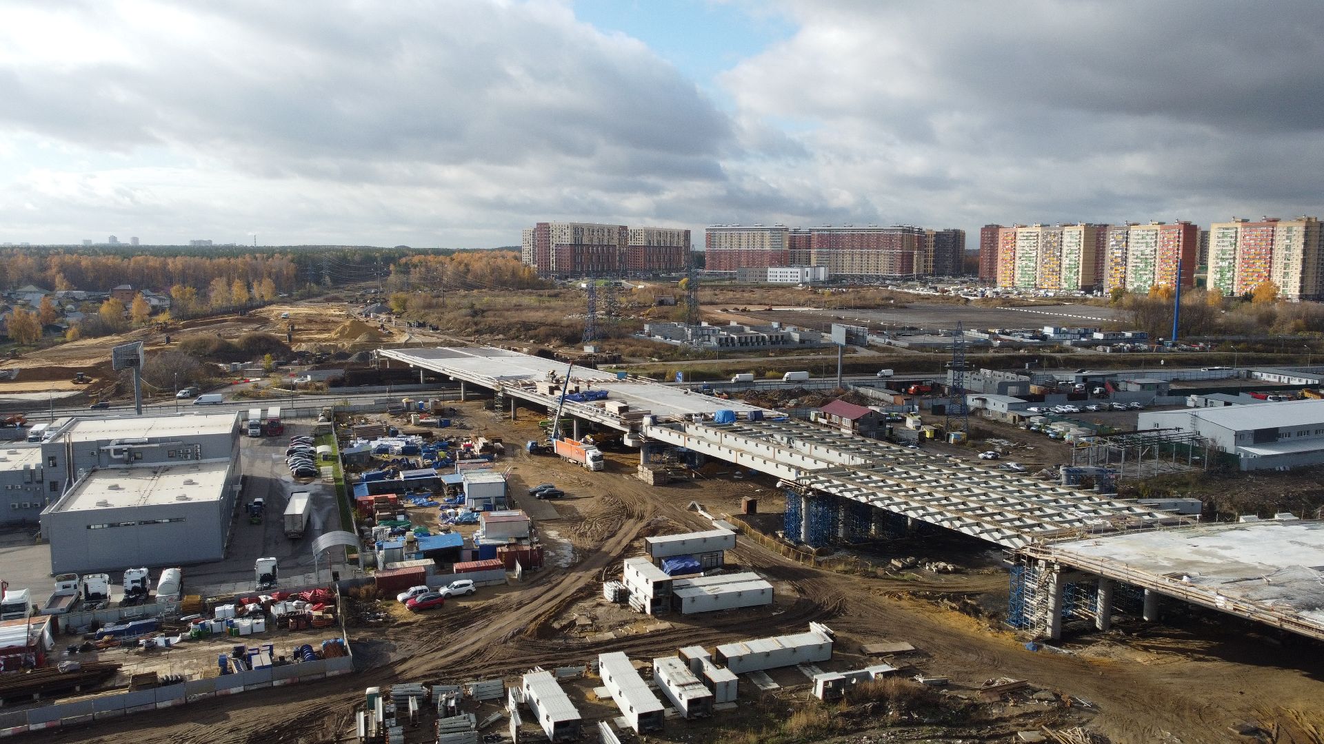 видео с коптера, строительство, дороги,