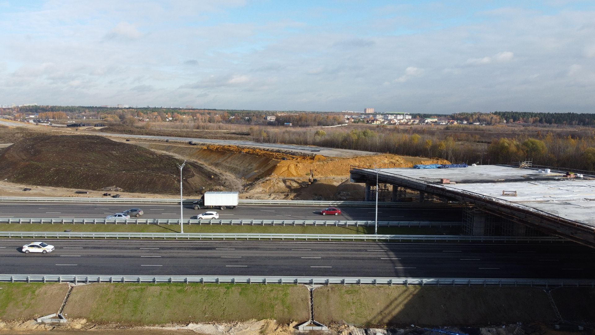 видео с коптера, строительство, дороги,