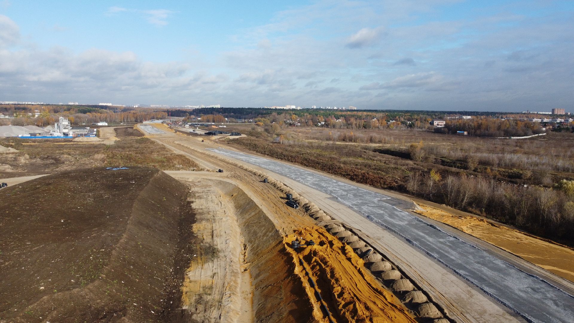 видео с коптера, строительство, дороги,