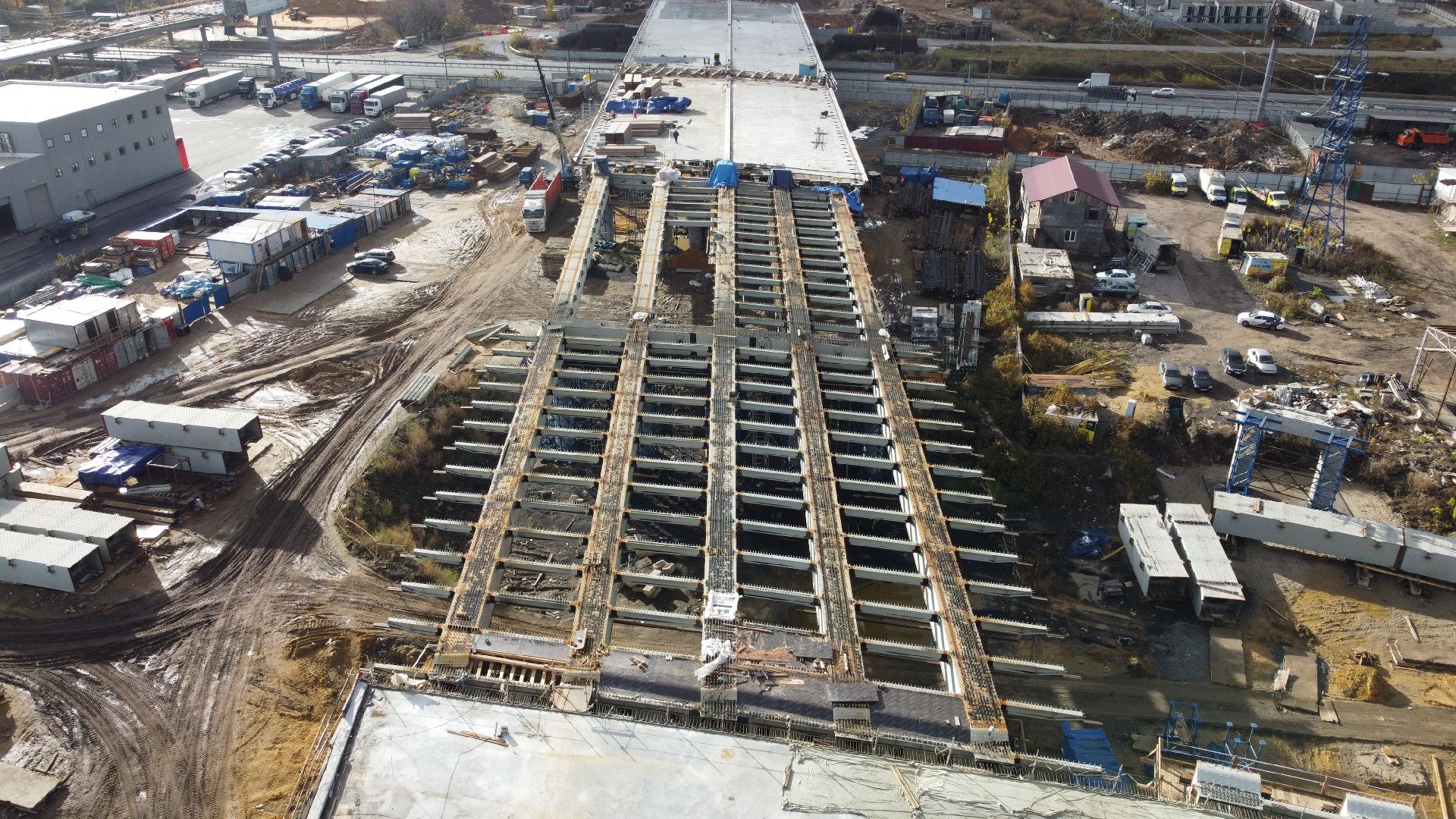 видео с коптера, строительство, дороги,