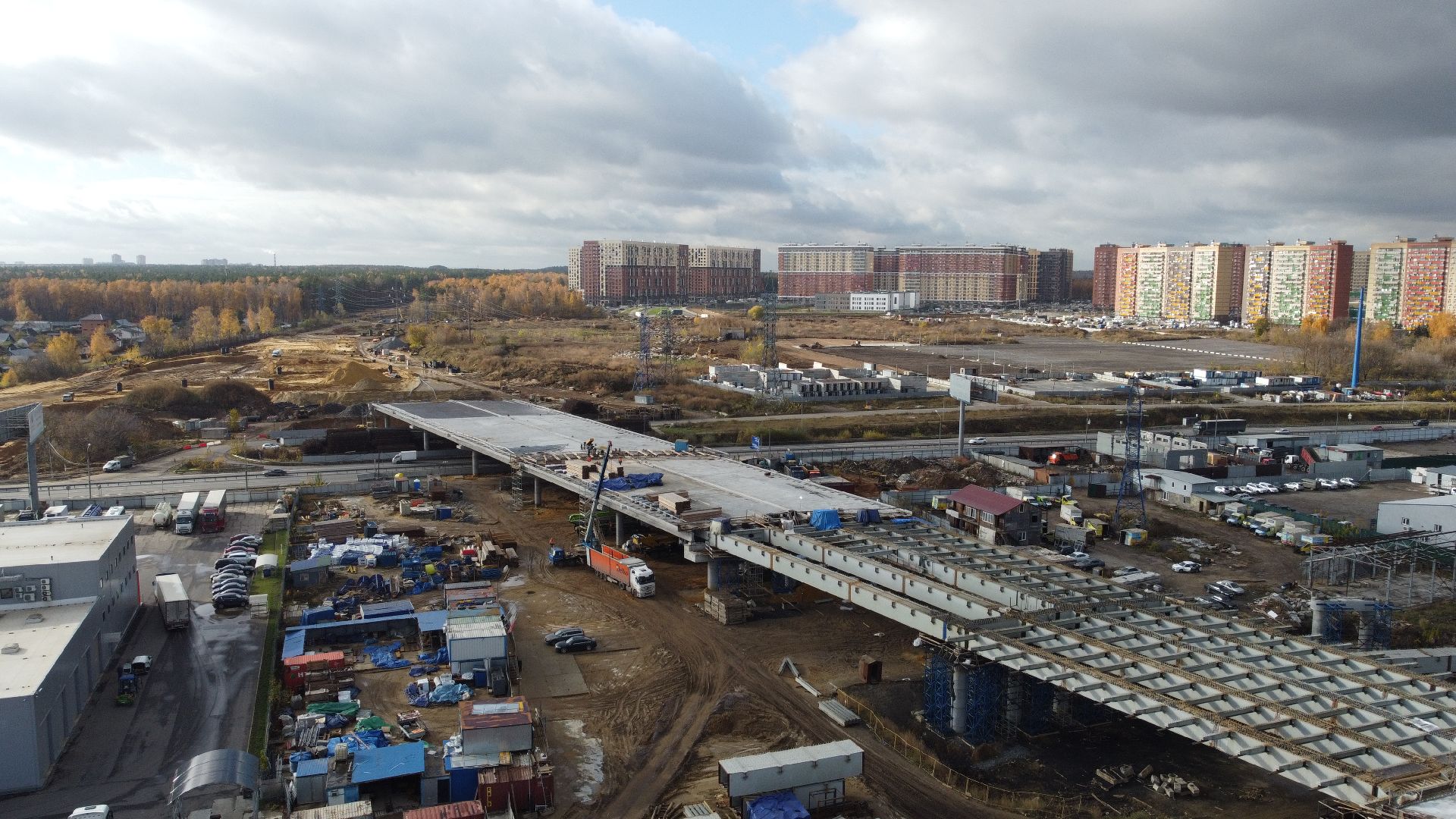 видео с коптера, строительство, дороги,