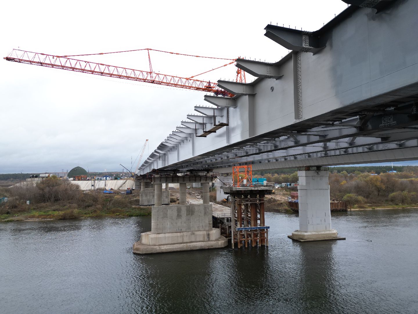 видео с коптера, мост, строительство,
