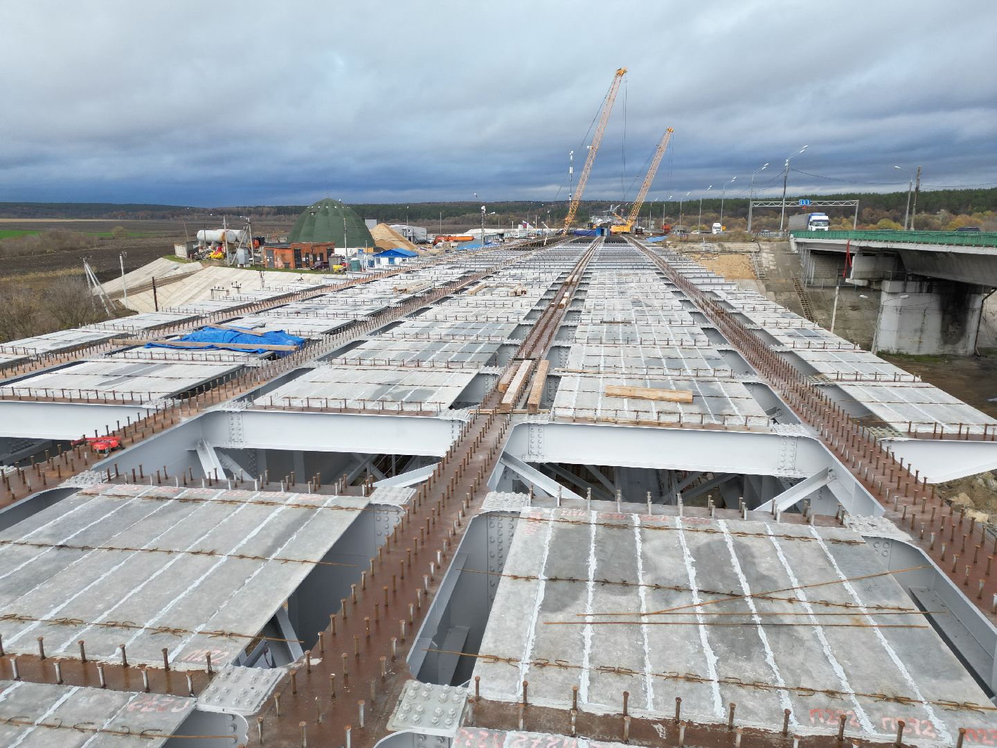 видео с коптера, мост, строительство,