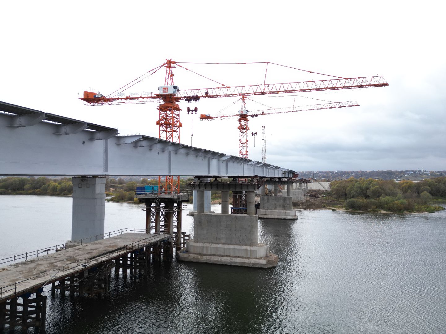 видео с коптера, мост, строительство,