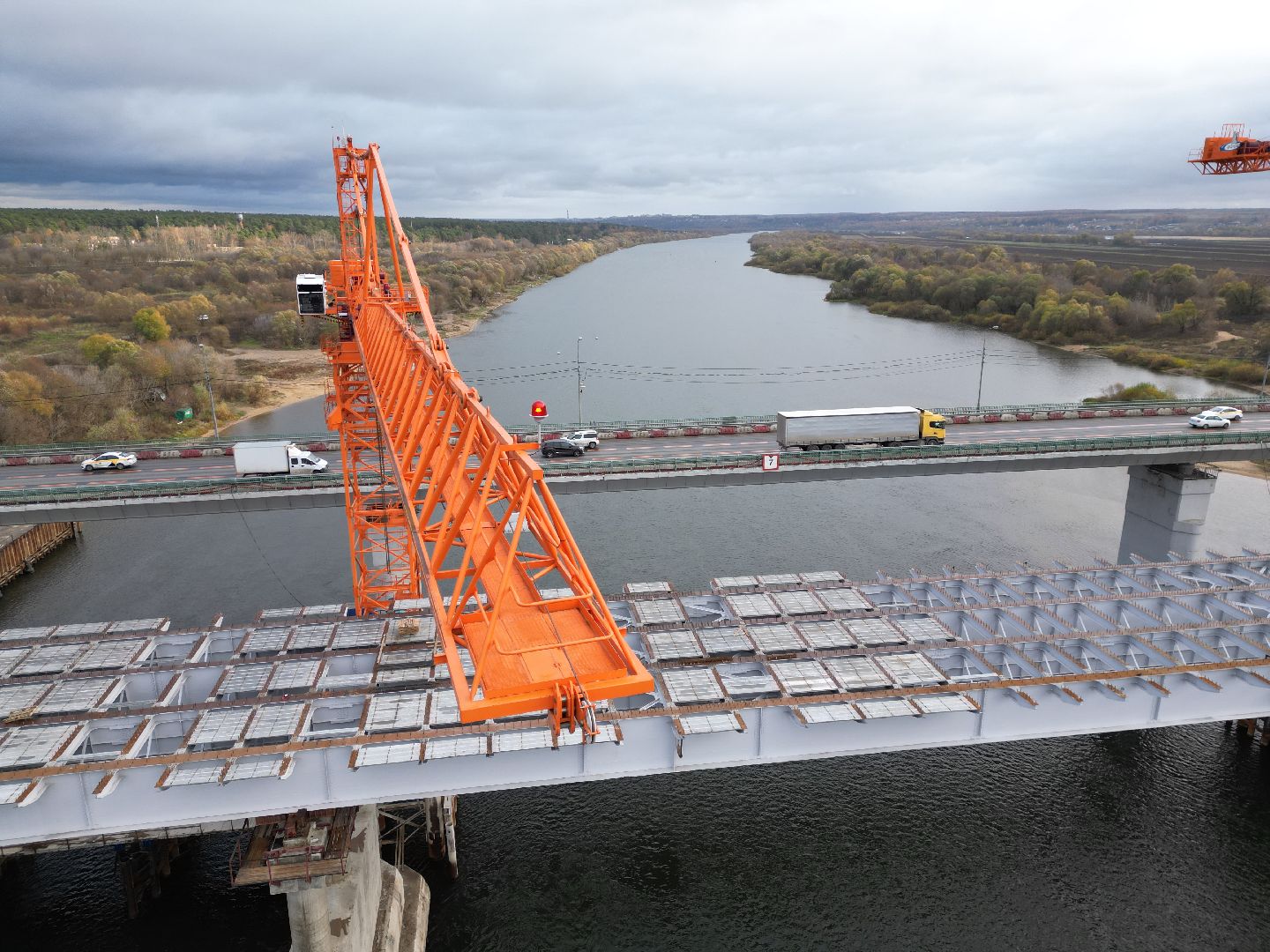 видео с коптера, мост, строительство,