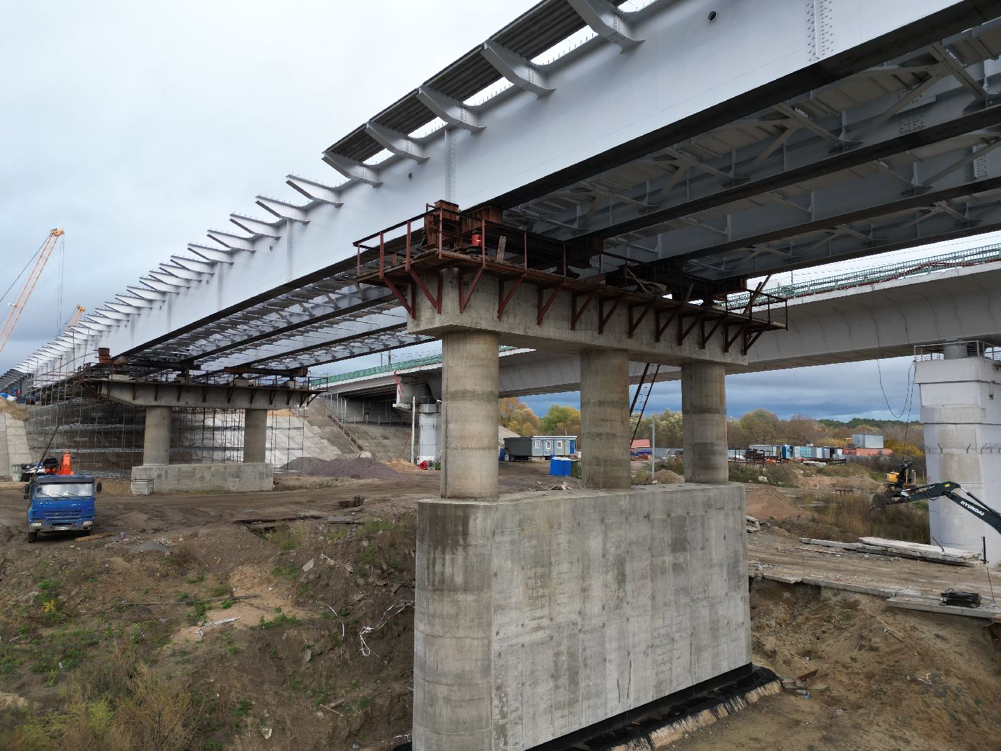 видео с коптера, мост, строительство,