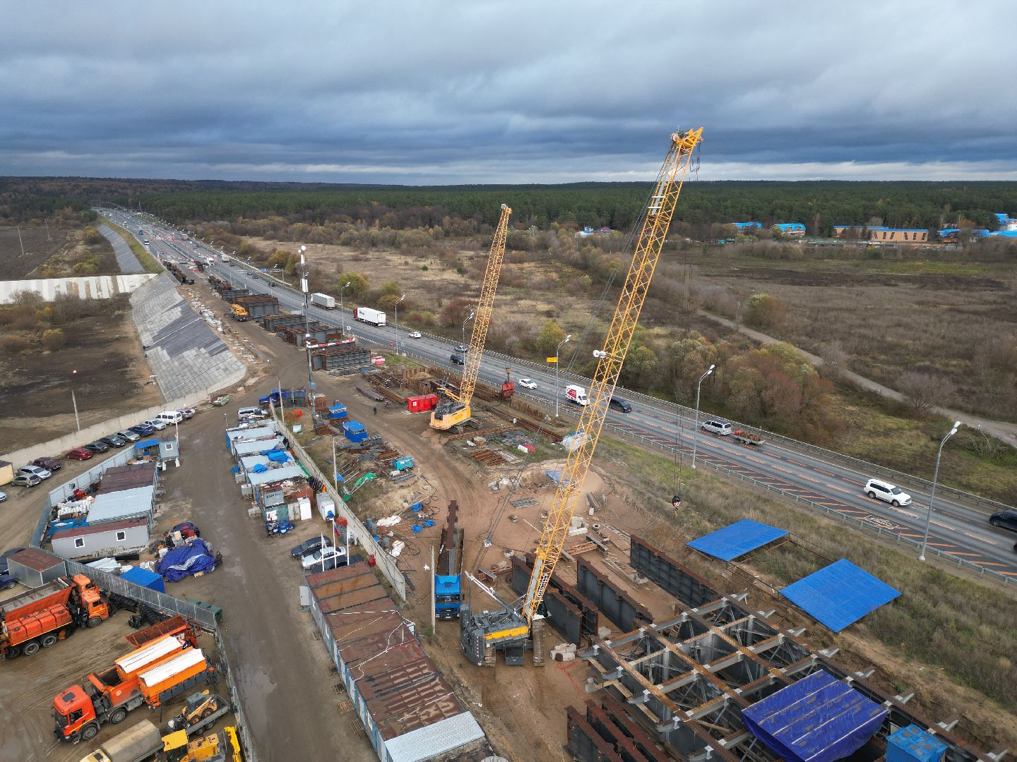 видео с коптера, мост, строительство,
