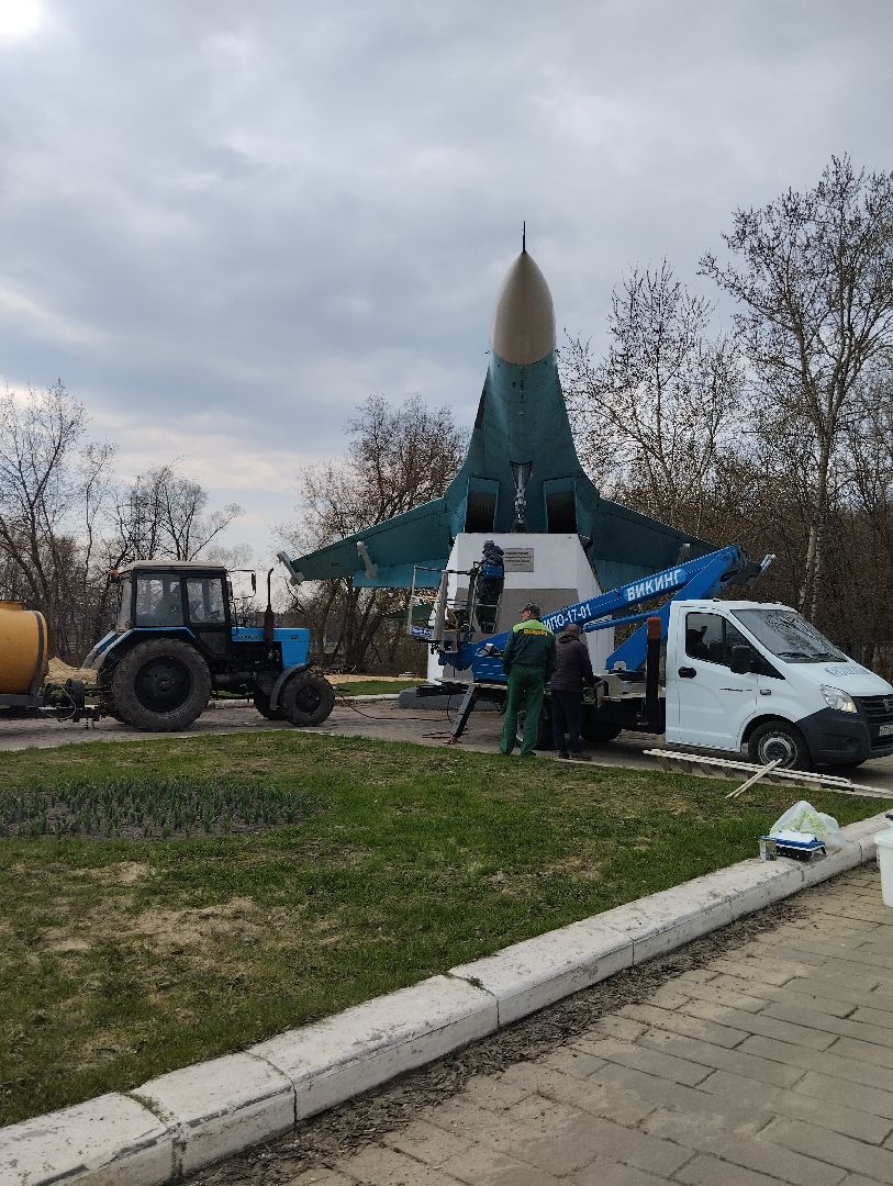 Су-27, памятник, благоустройство, Ногинск, Богородский городской округ, уборка территорий