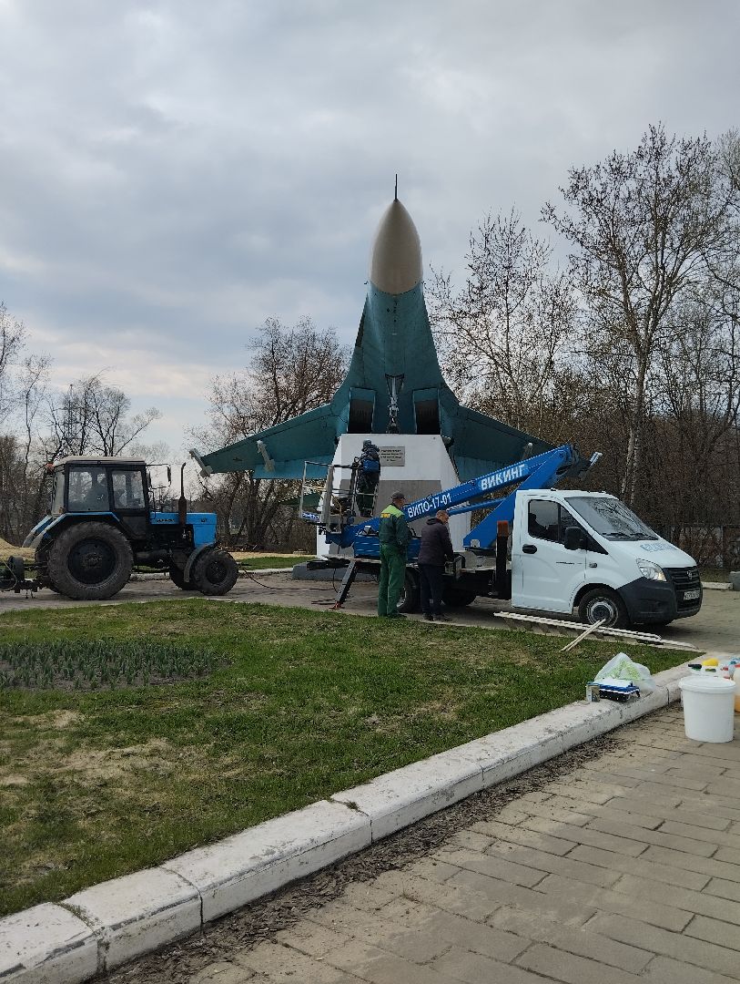 Су-27, памятник, благоустройство, Ногинск, Богородский городской округ, уборка территорий