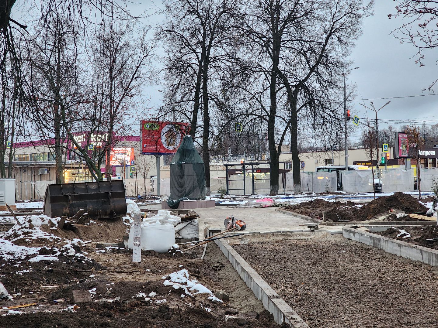 ногинск, благоустройство, реконструкция, строительство, сквер, сквер Ногина, автобусные остановки, вертикалки