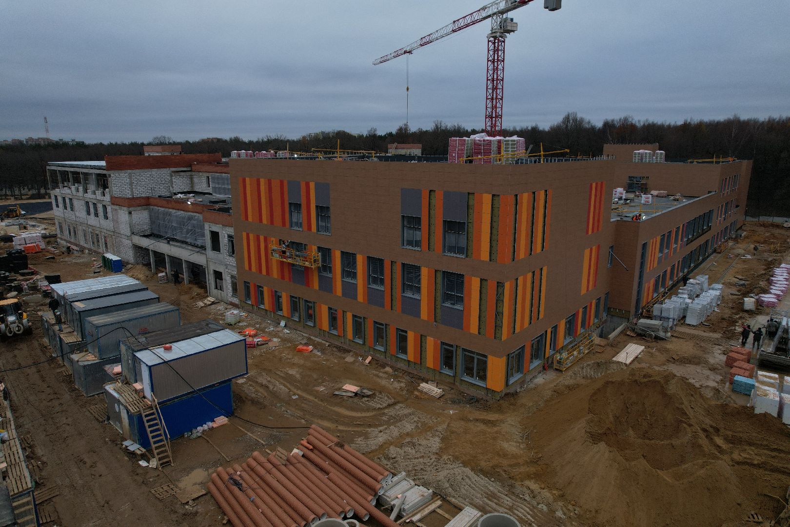 подольск, видео с коптера, климовск, школа, строительство, строительство школы,