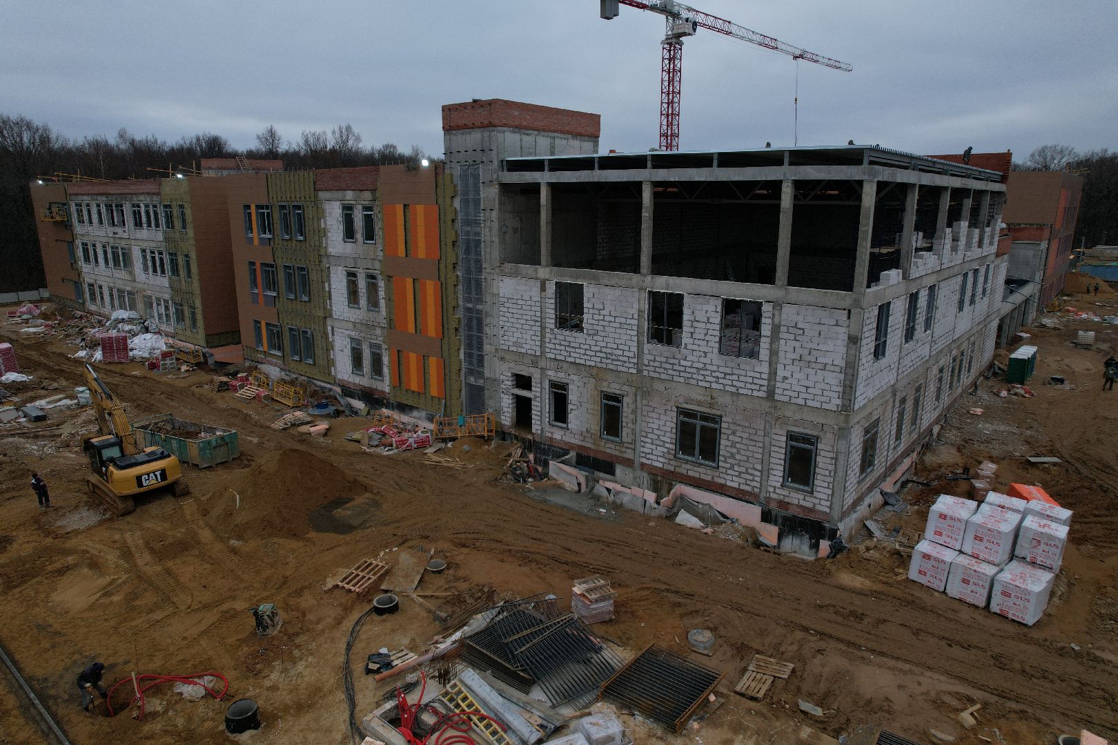 подольск, видео с коптера, климовск, школа, строительство, строительство школы,
