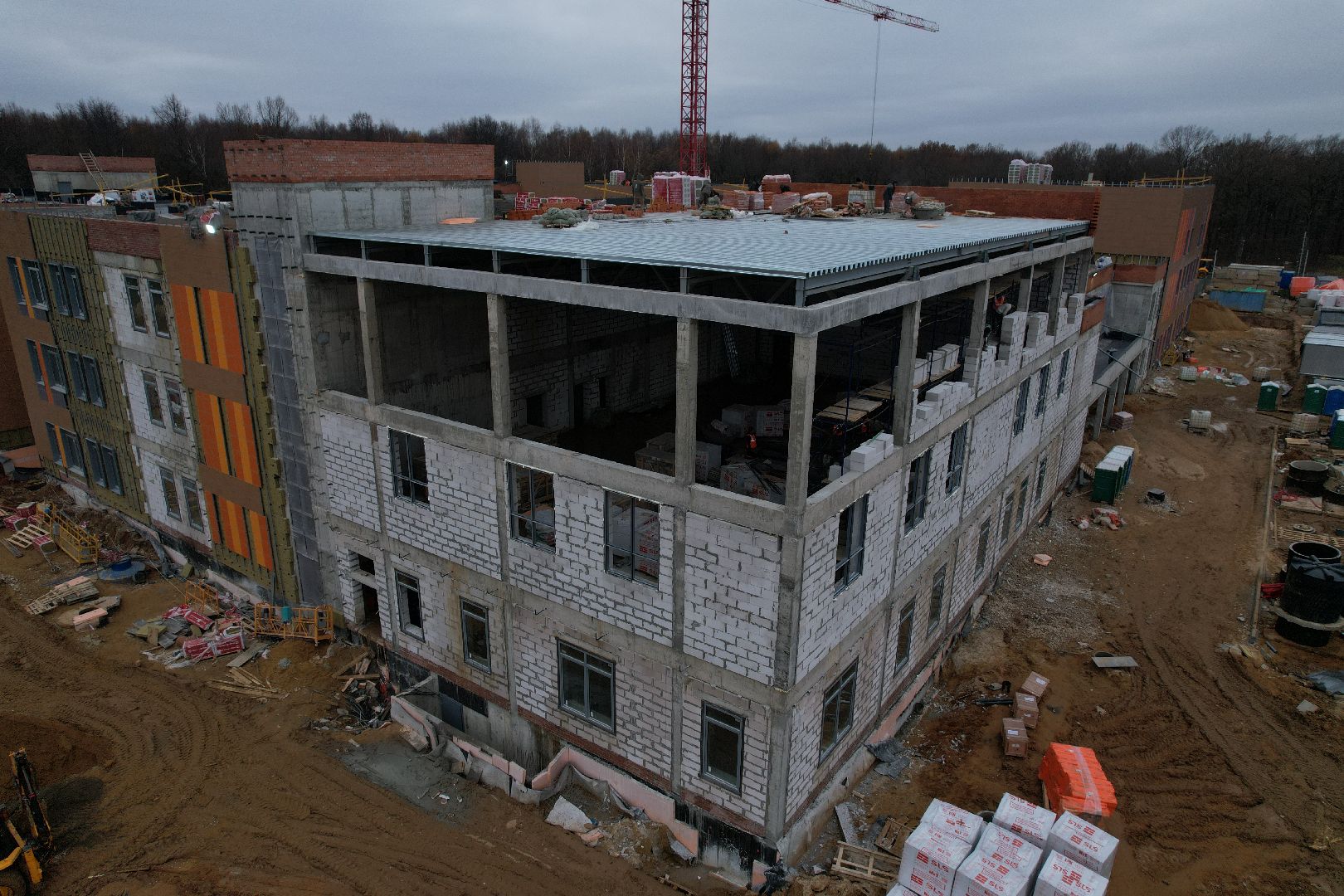 подольск, видео с коптера, климовск, школа, строительство, строительство школы,
