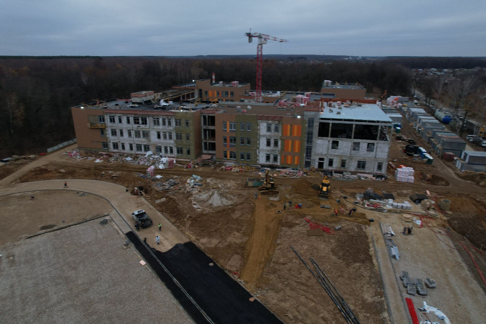 подольск, видео с коптера, климовск, школа, строительство, строительство школы,