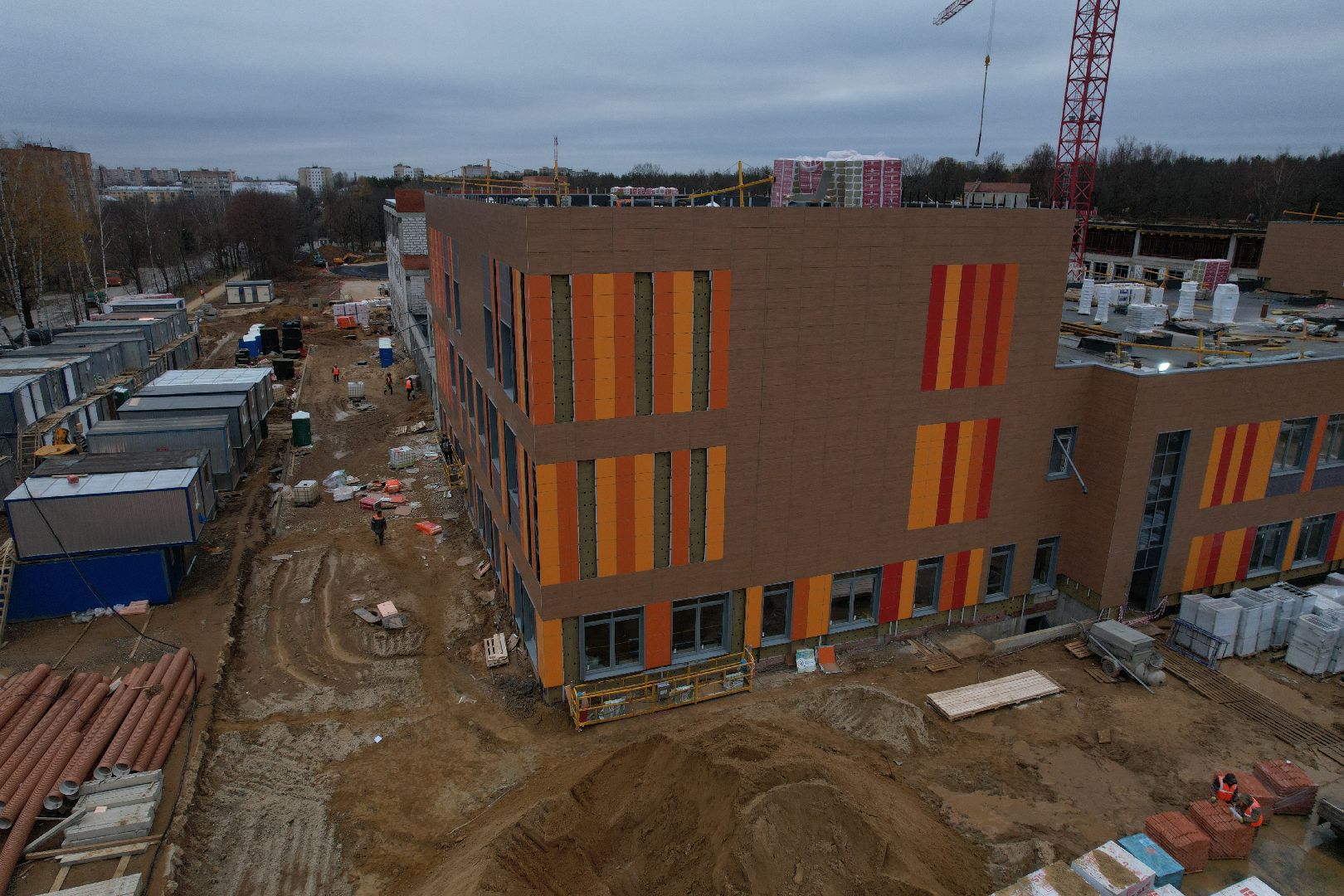 подольск, видео с коптера, климовск, школа, строительство, строительство школы,