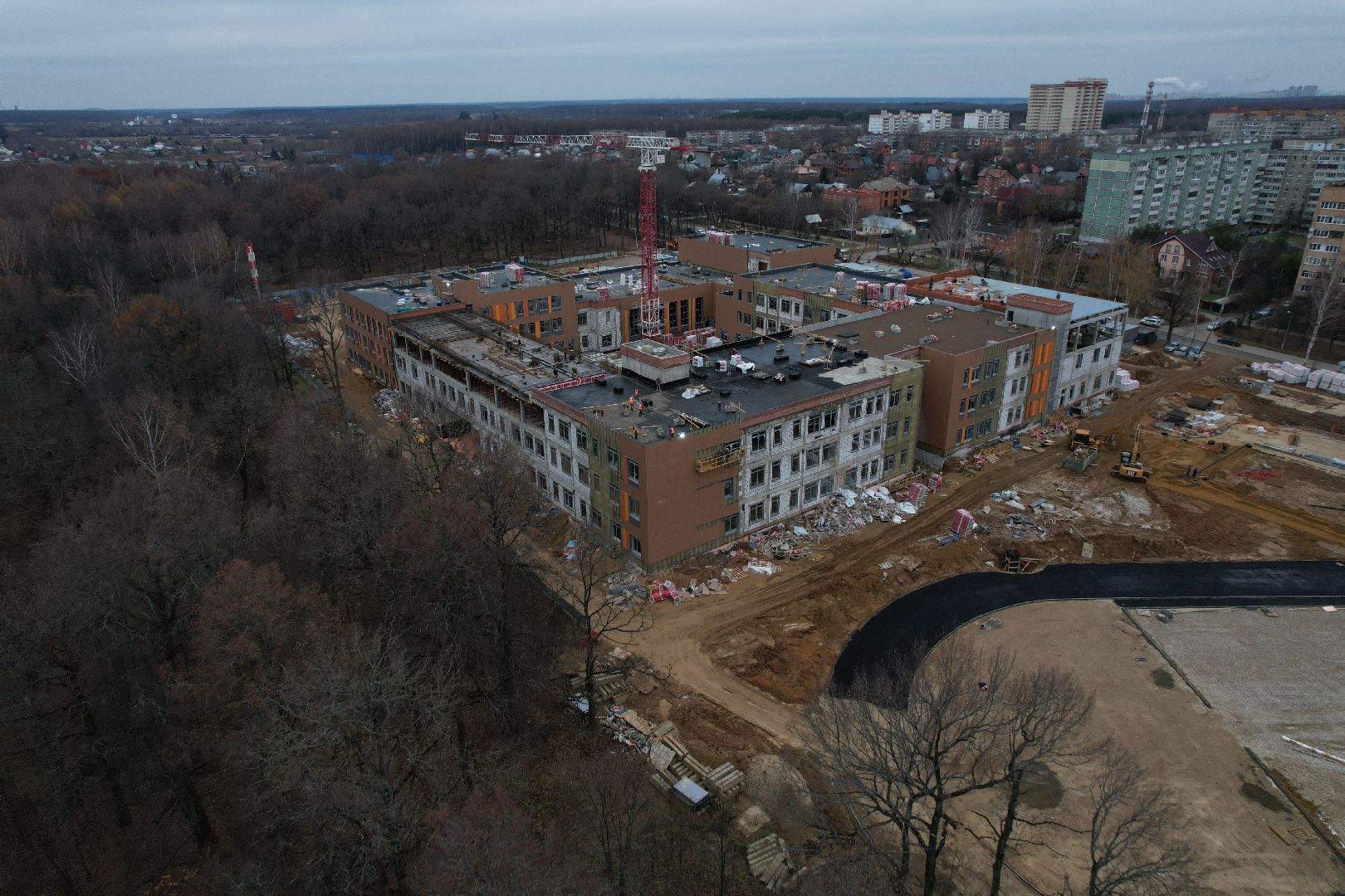 подольск, видео с коптера, климовск, школа, строительство, строительство школы,