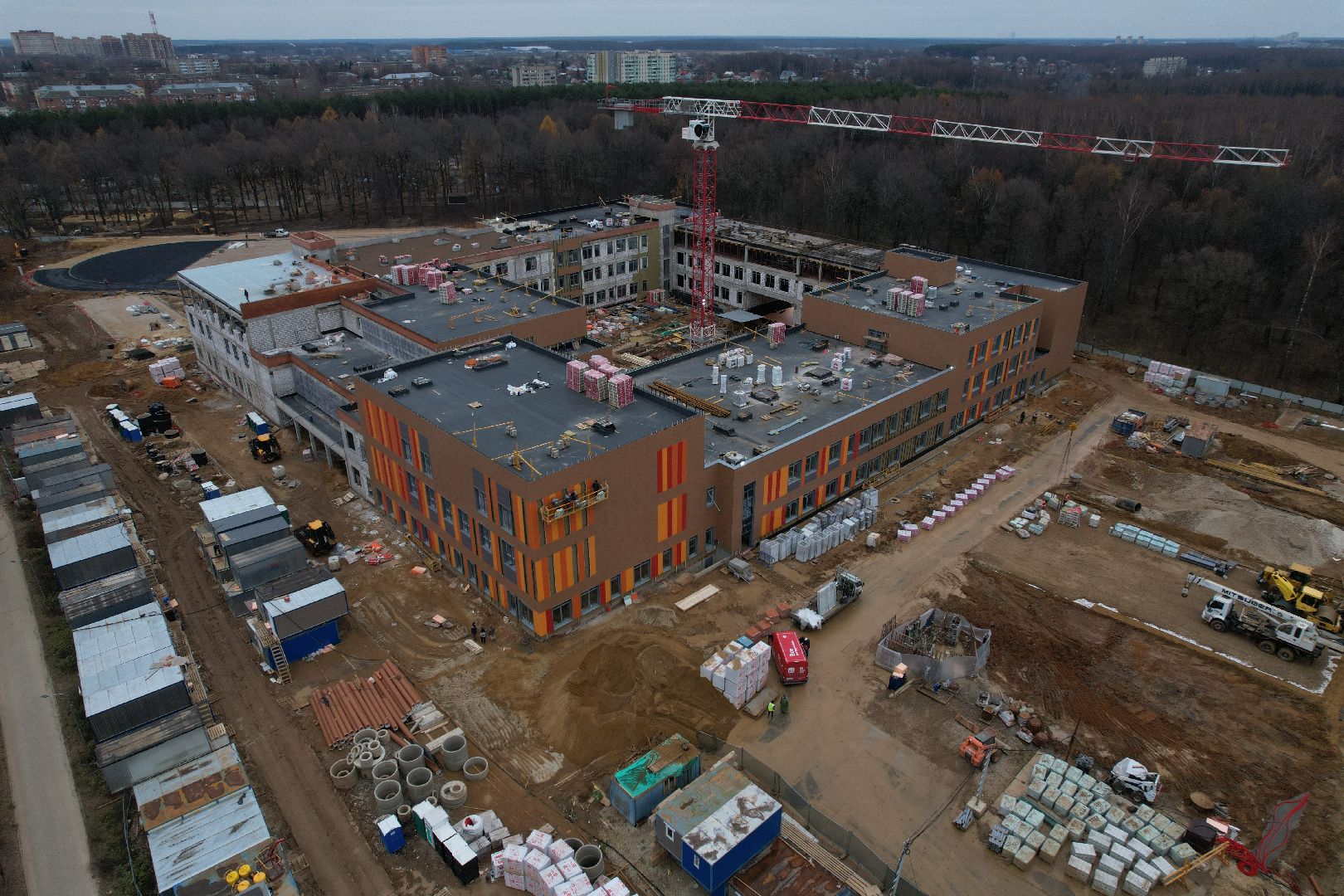 подольск, видео с коптера, климовск, школа, строительство, строительство школы,