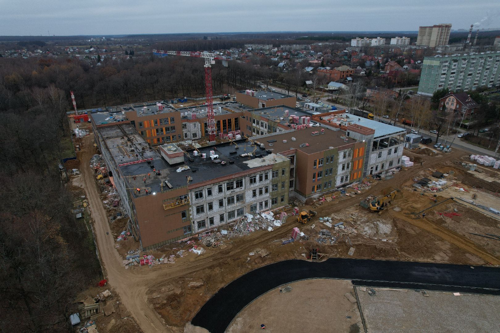 подольск, видео с коптера, климовск, школа, строительство, строительство школы,