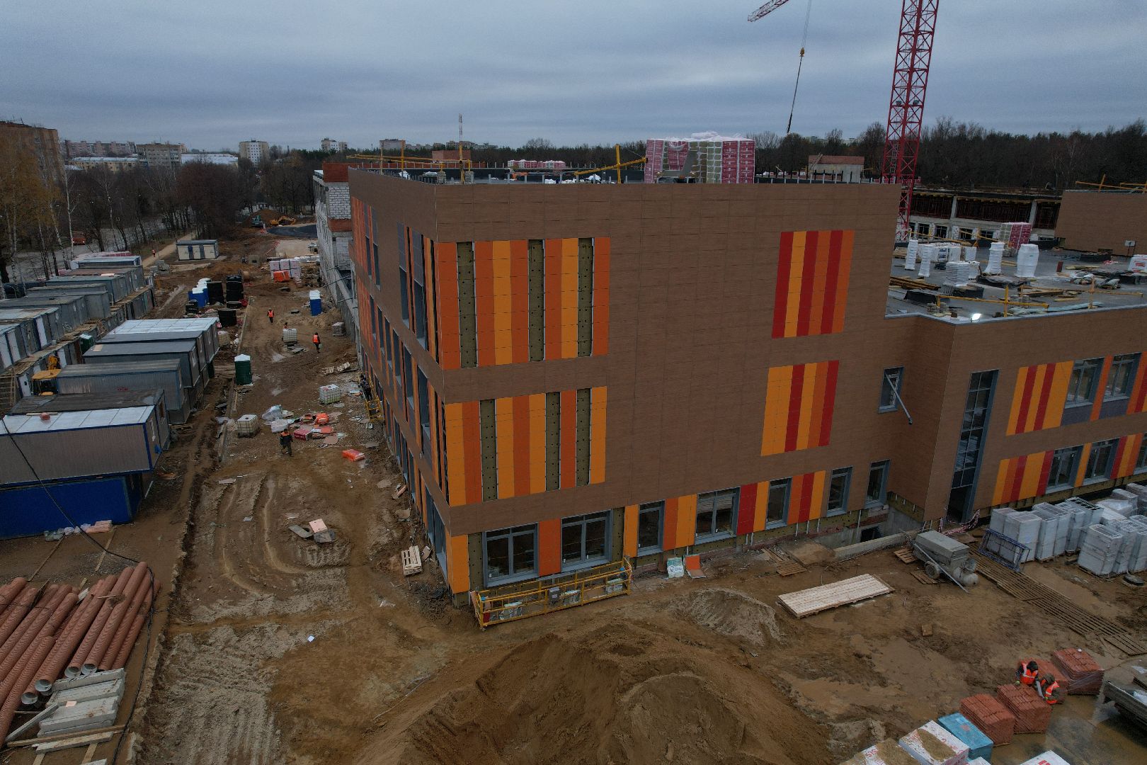 подольск, видео с коптера, климовск, школа, строительство, строительство школы,