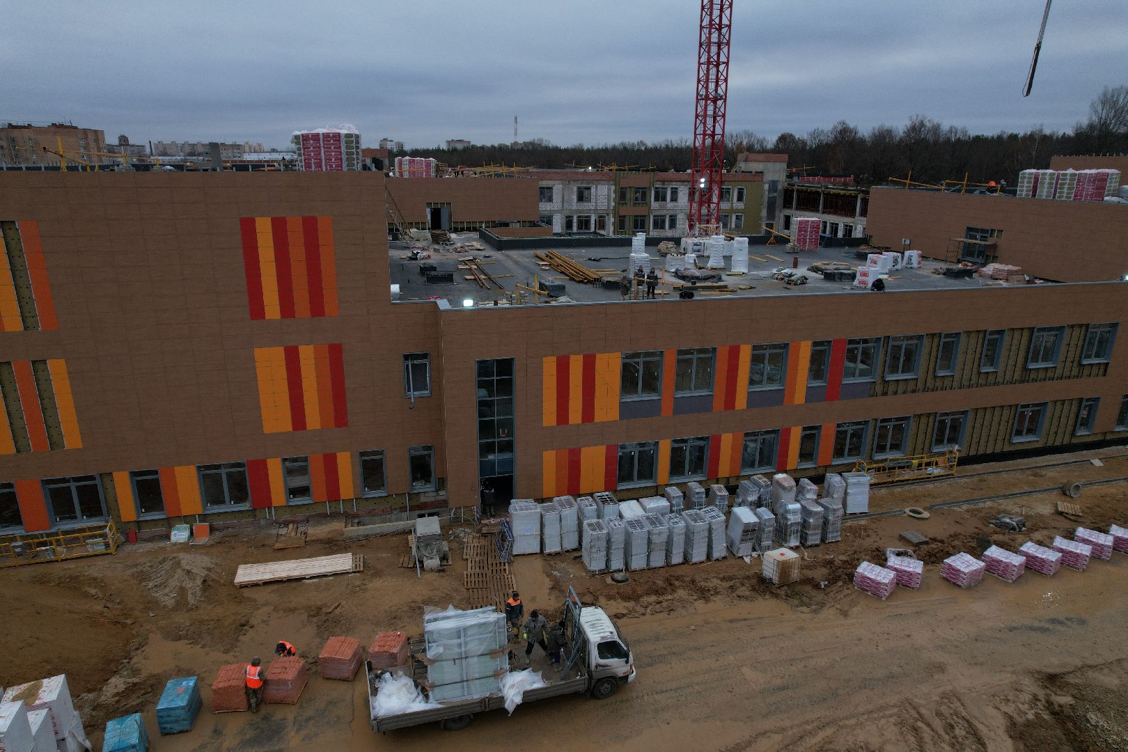 подольск, видео с коптера, климовск, школа, строительство, строительство школы,