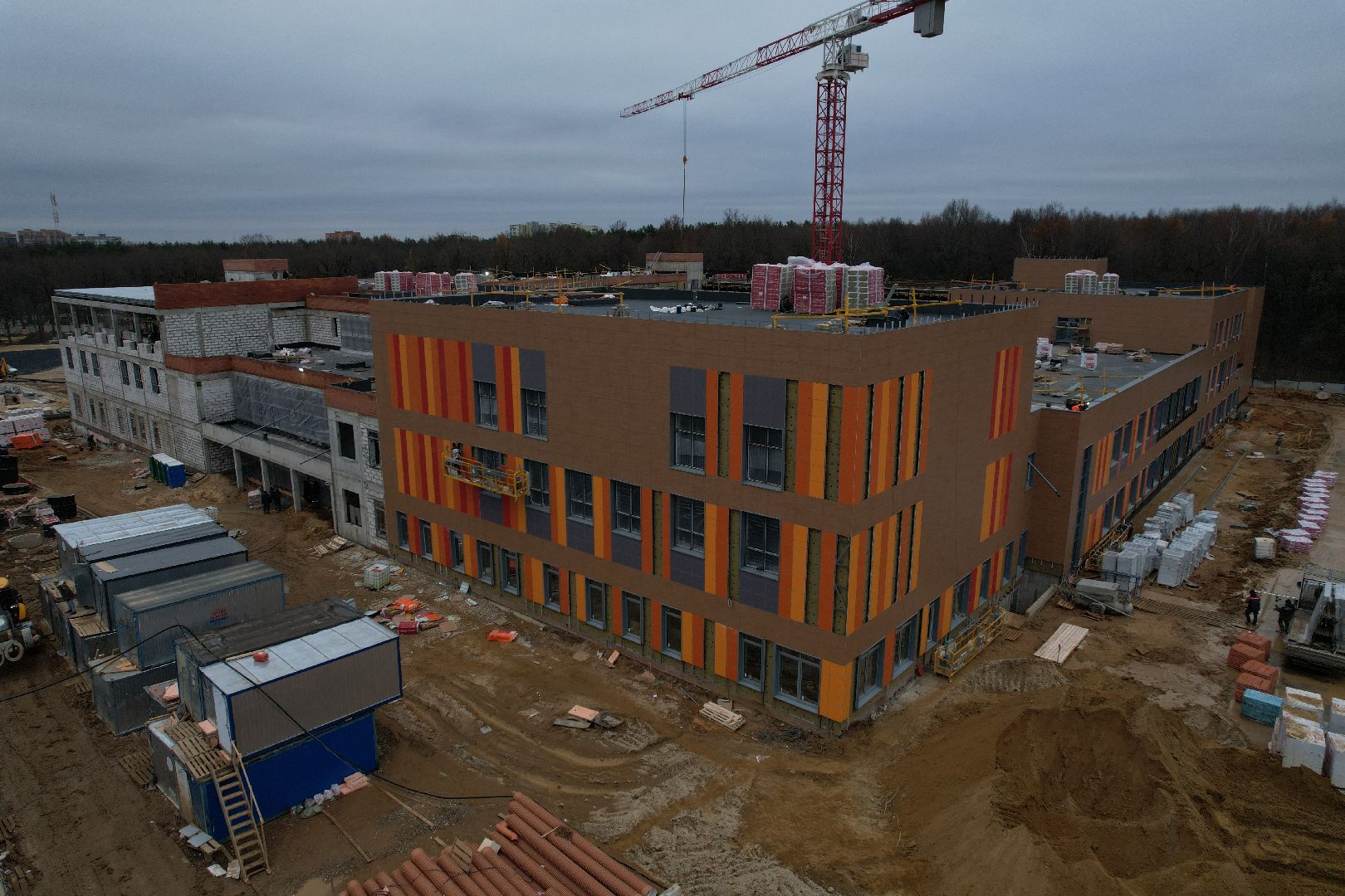 подольск, видео с коптера, климовск, школа, строительство, строительство школы,