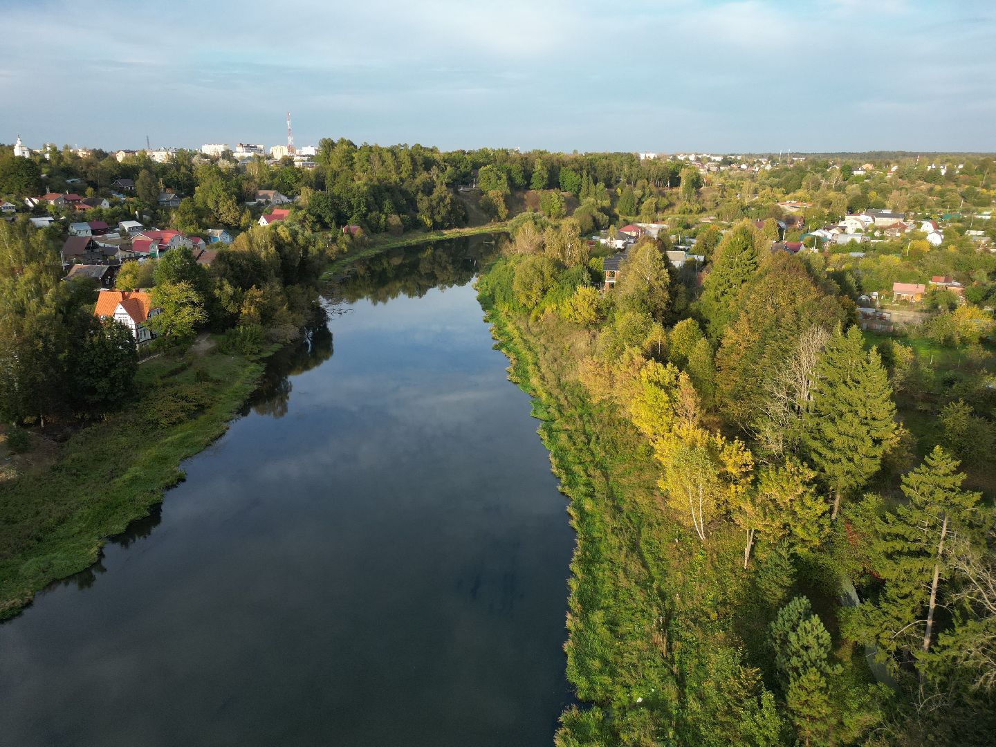 видео с коптера, руза, благоустройство, парк,