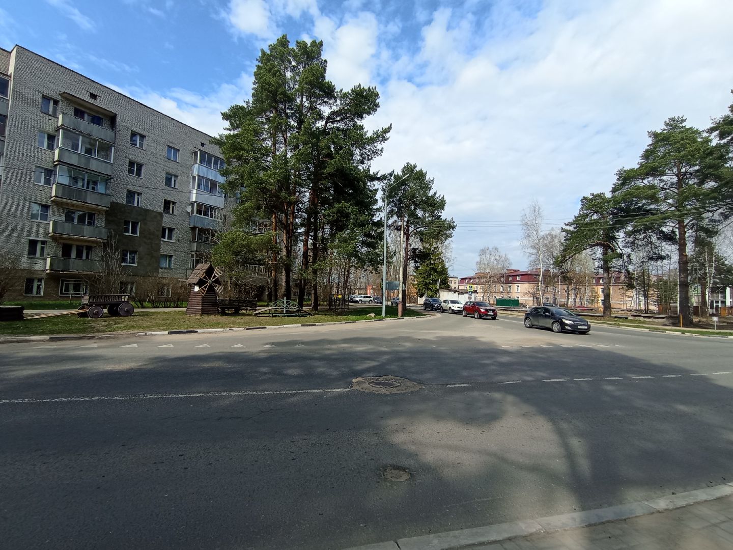 круговое движение, круговой перекресток, благоустройство, дорожные работы, Дубна