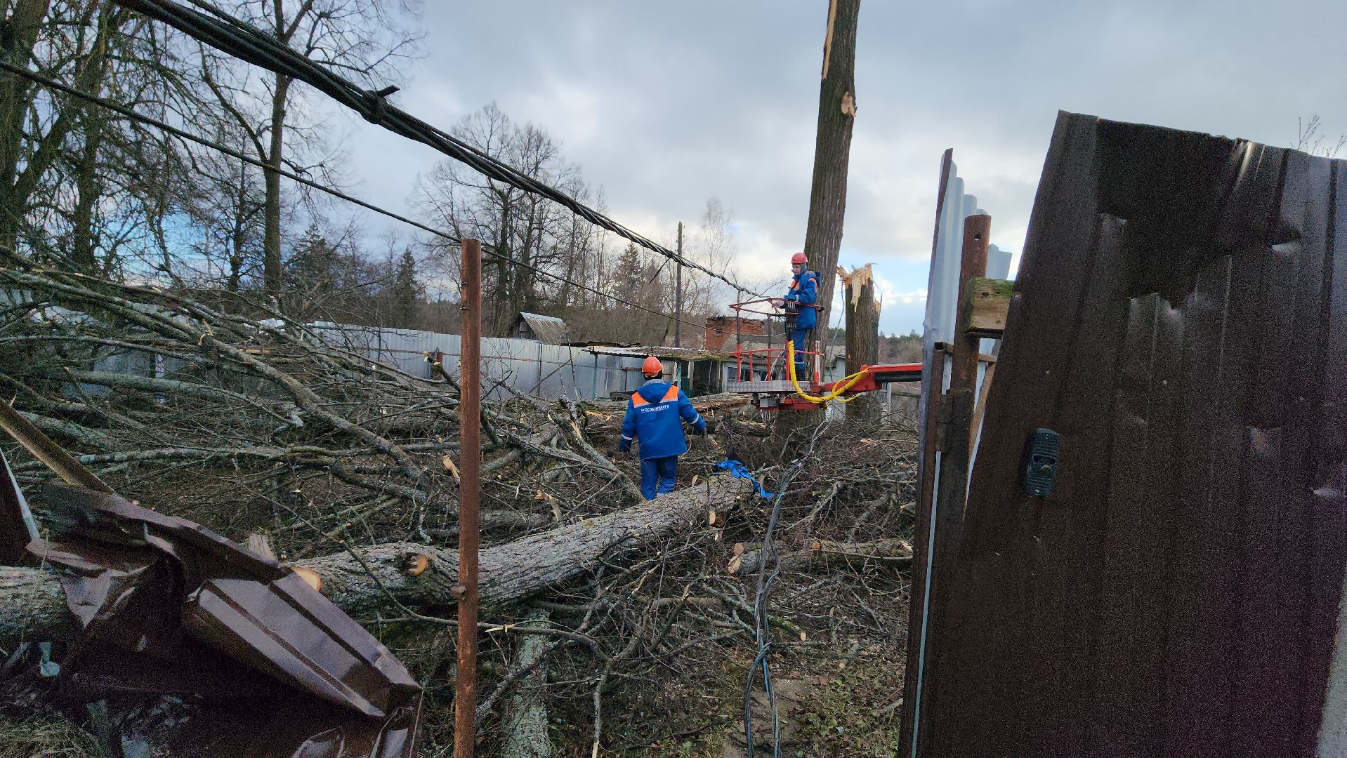 серпухов, местечко данки, ураган, мособлэнерго, обрыв линии электропередач, вертикалки,
