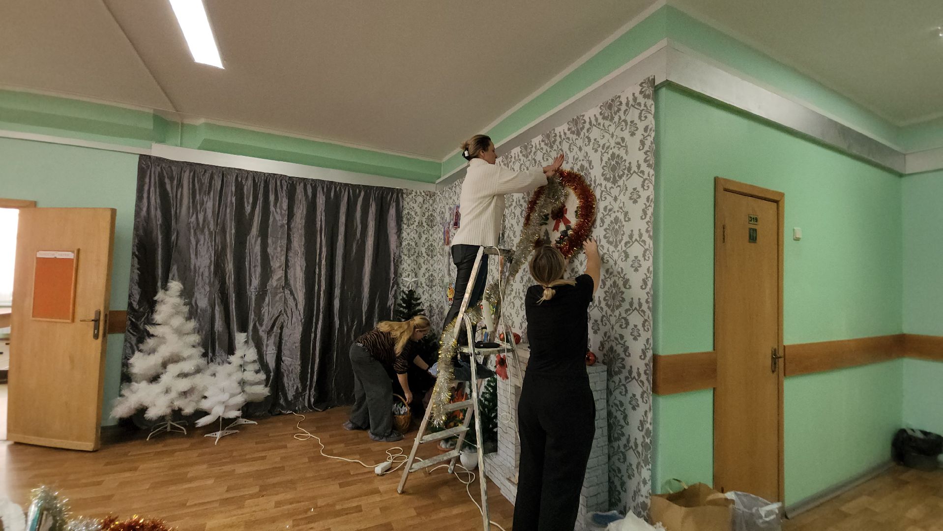 Новый год, Украшения, Лобня, Школа, вертикалки,