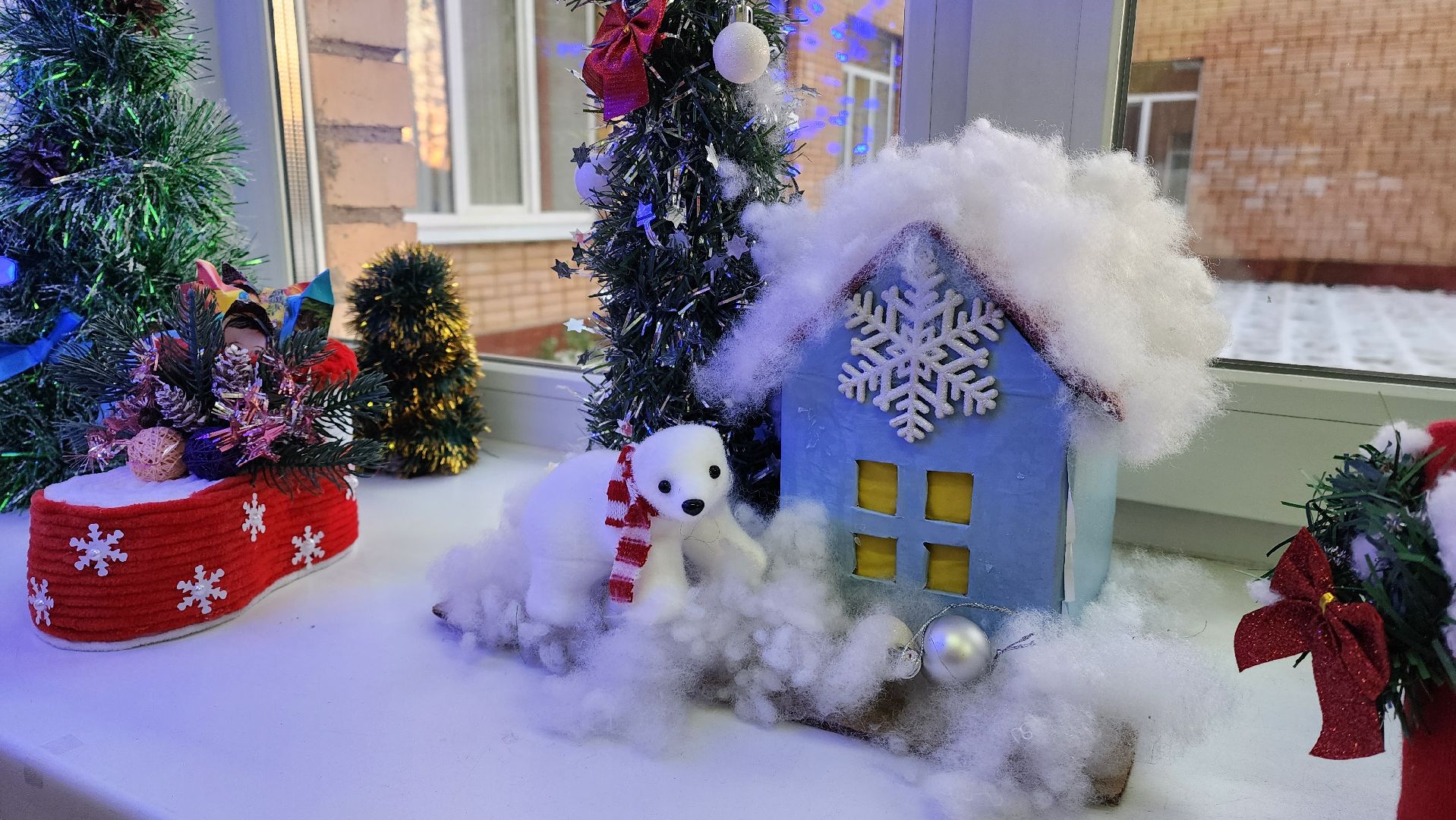 детский сад, Украшения, снеговик, Лобня, вертикалки,