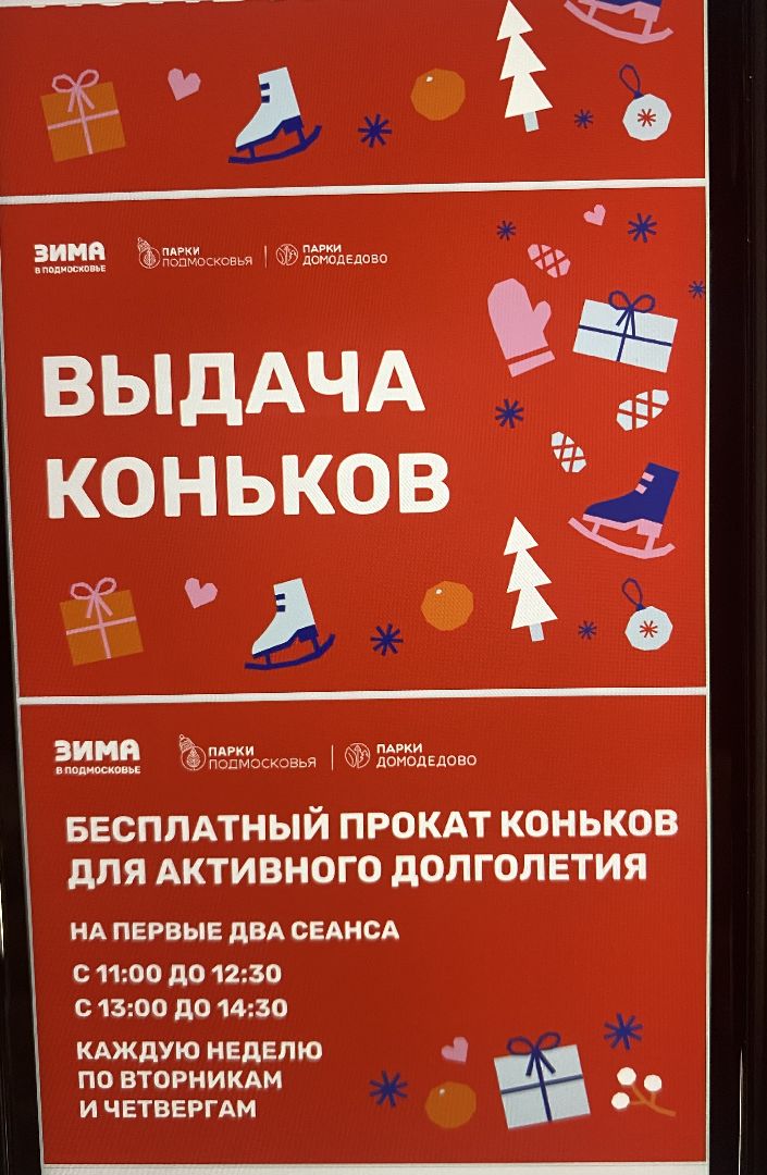 Зима в Подмосковье, Домодедово, Прокат коньков, Искусственный лед, Парк Елочки, Открытие катка, Центральный парк, вертикалки,