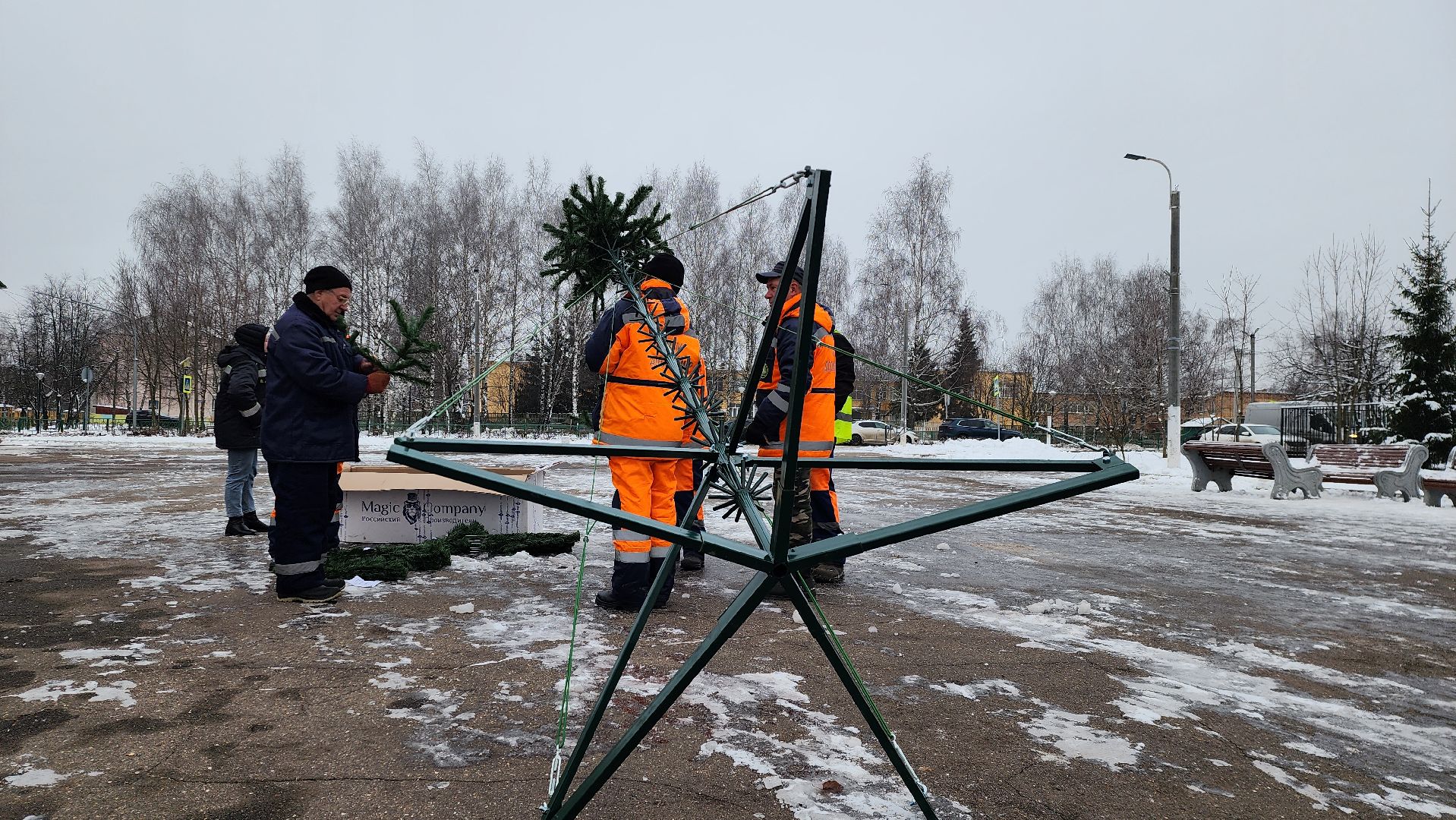 новогодняя ель, истра, установка елки, вертикалки,