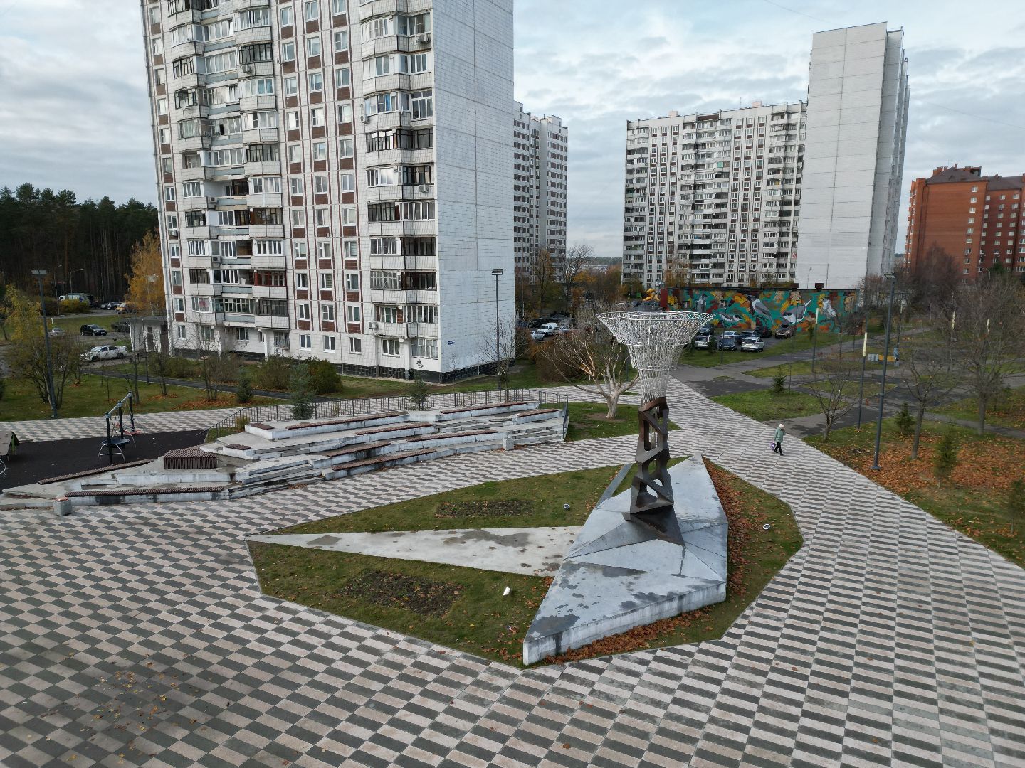 видео с коптера, черноголовка, парк,