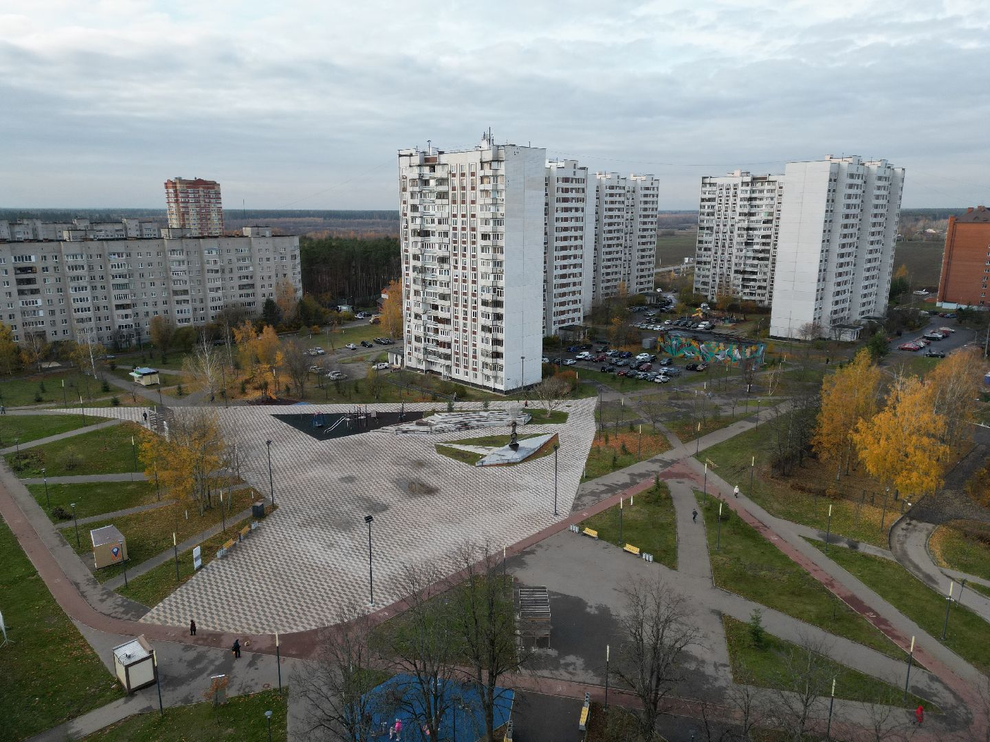 видео с коптера, черноголовка, парк,