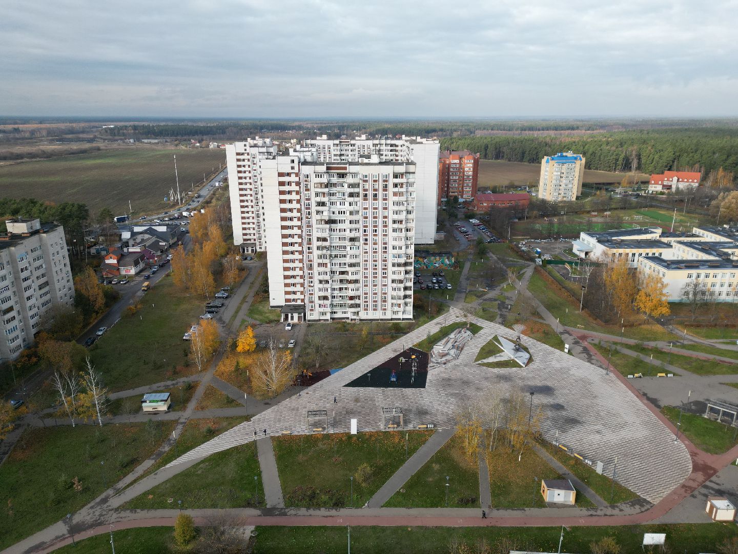 видео с коптера, черноголовка, парк,