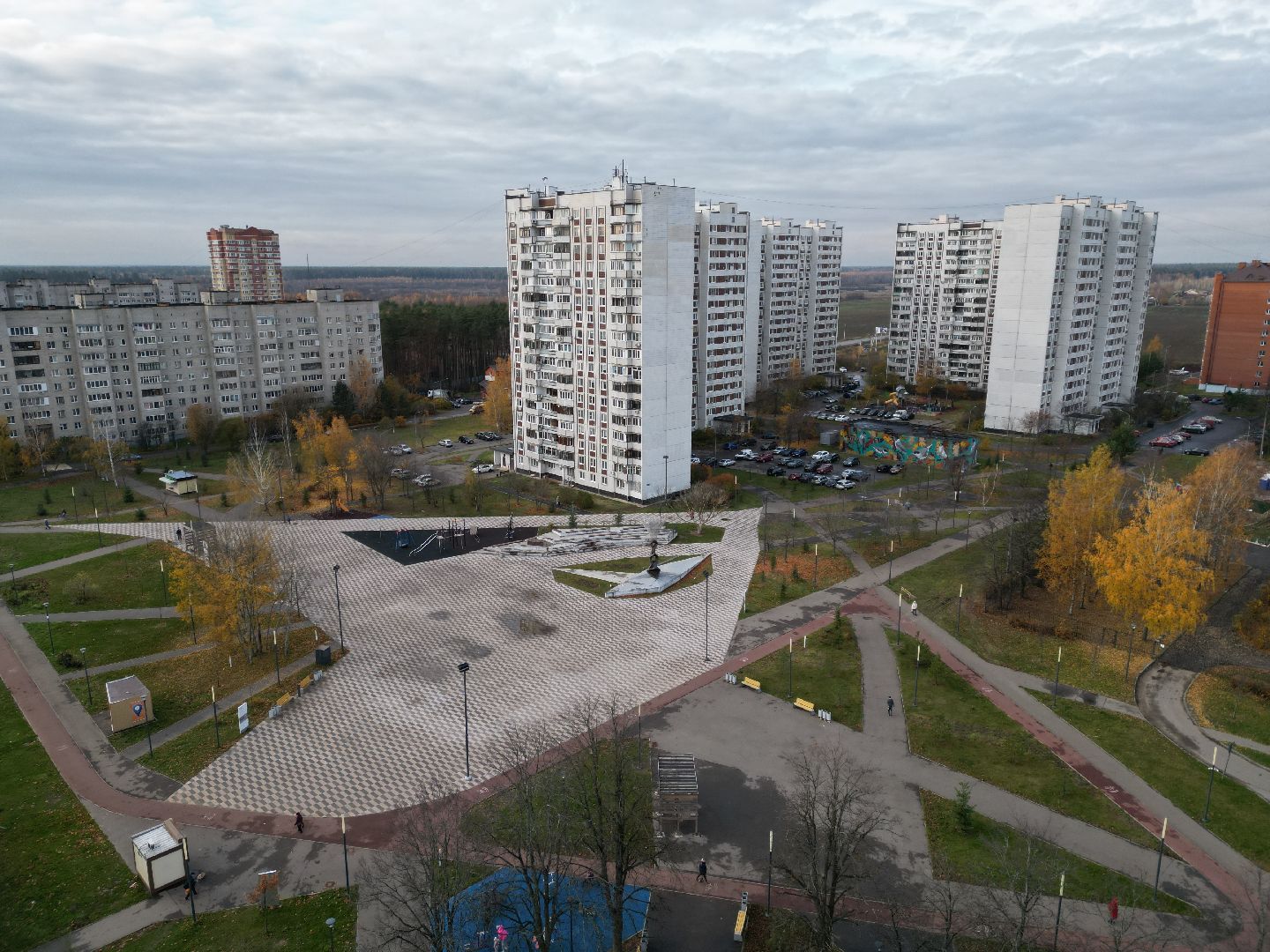 видео с коптера, черноголовка, парк,