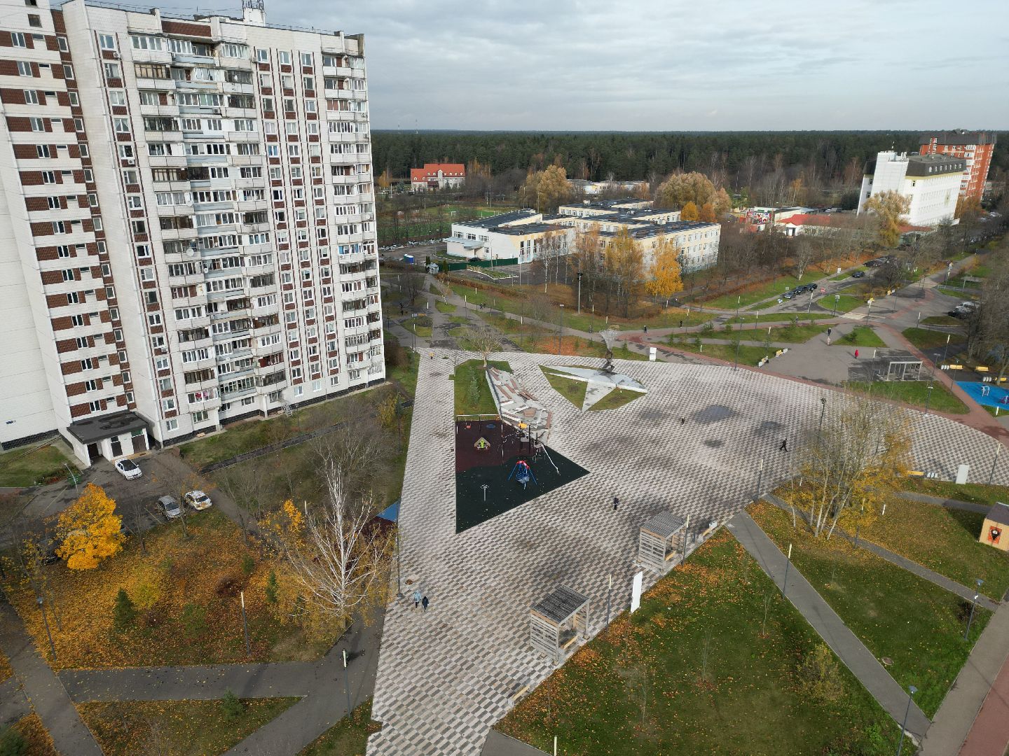 видео с коптера, черноголовка, парк,