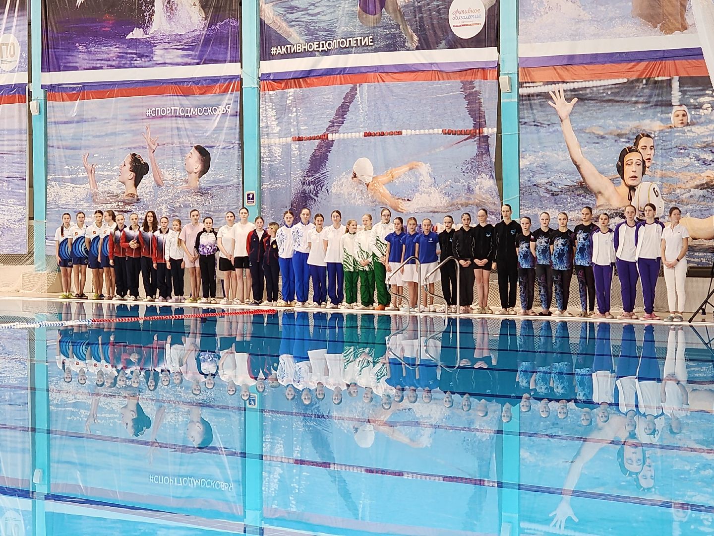 Чехов, дворец спорта Олимпийский, синхронное плавание, первенство московской области, открытие, парад команд, соревнования, глава округа михаил собакин,