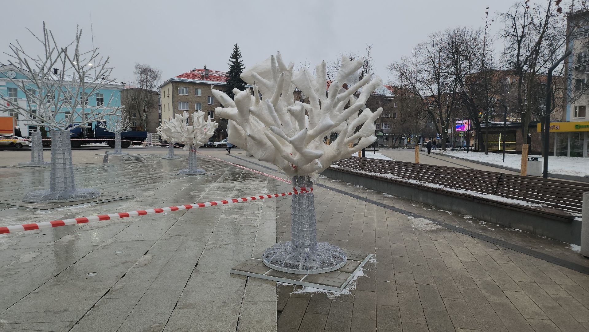 вертикалки, пушкино, инсталляции, украшение города к новому году, площадь, светодиодная композиция, светодиоды, деревья,