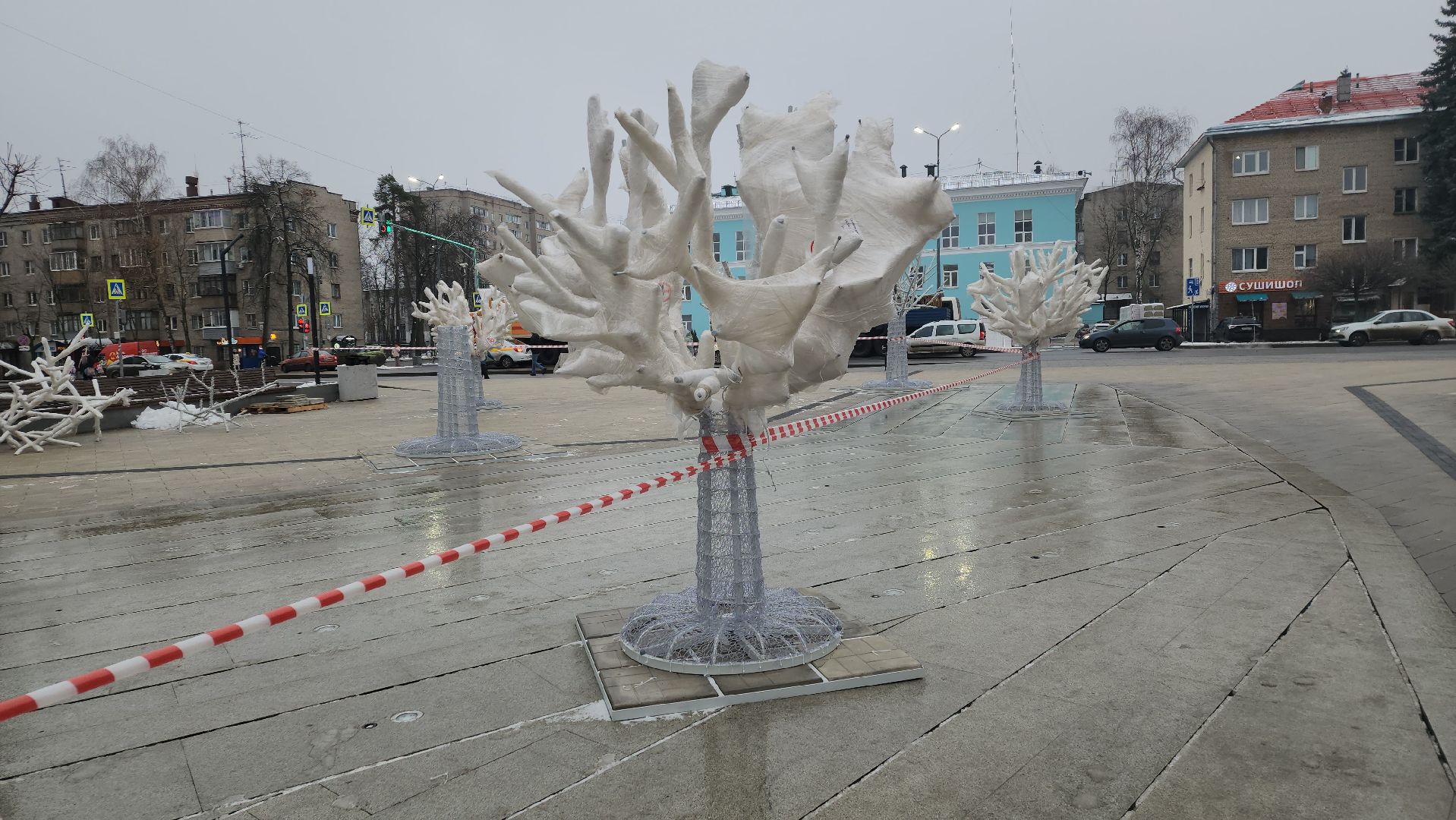 вертикалки, пушкино, инсталляции, украшение города к новому году, площадь, светодиодная композиция, светодиоды, деревья,