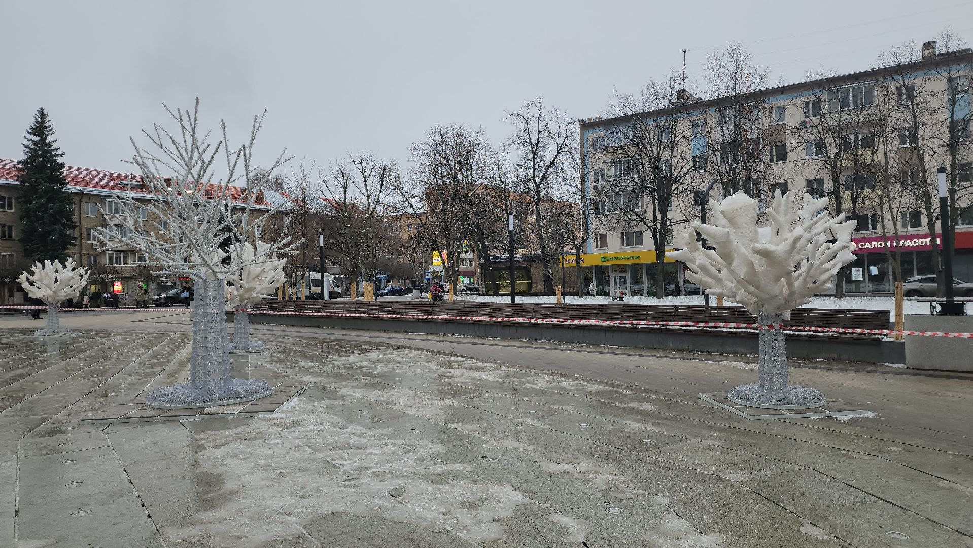 вертикалки, пушкино, инсталляции, украшение города к новому году, площадь, светодиодная композиция, светодиоды, деревья,