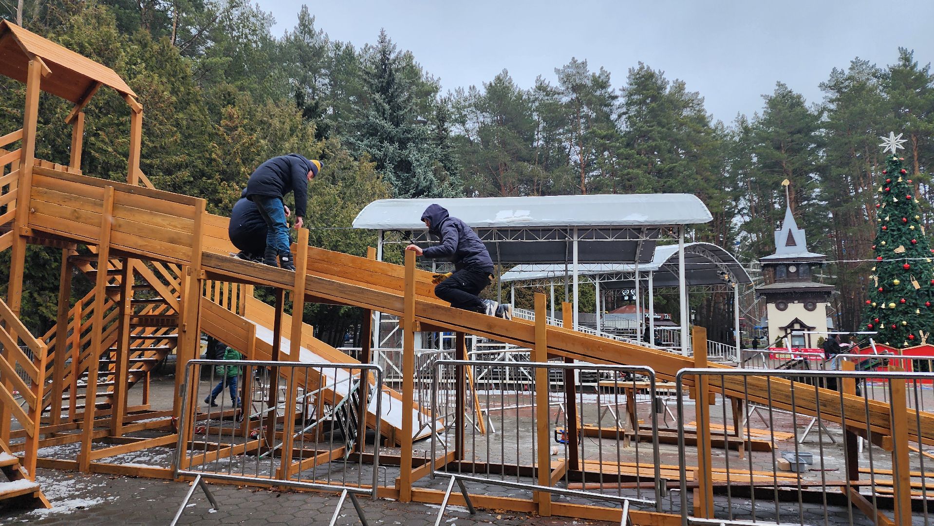 подмосковье, Домодедово, Деревянная горка, парк Елочки, зима в подмосковье, Зима, Зимние забавы, вертикалки,