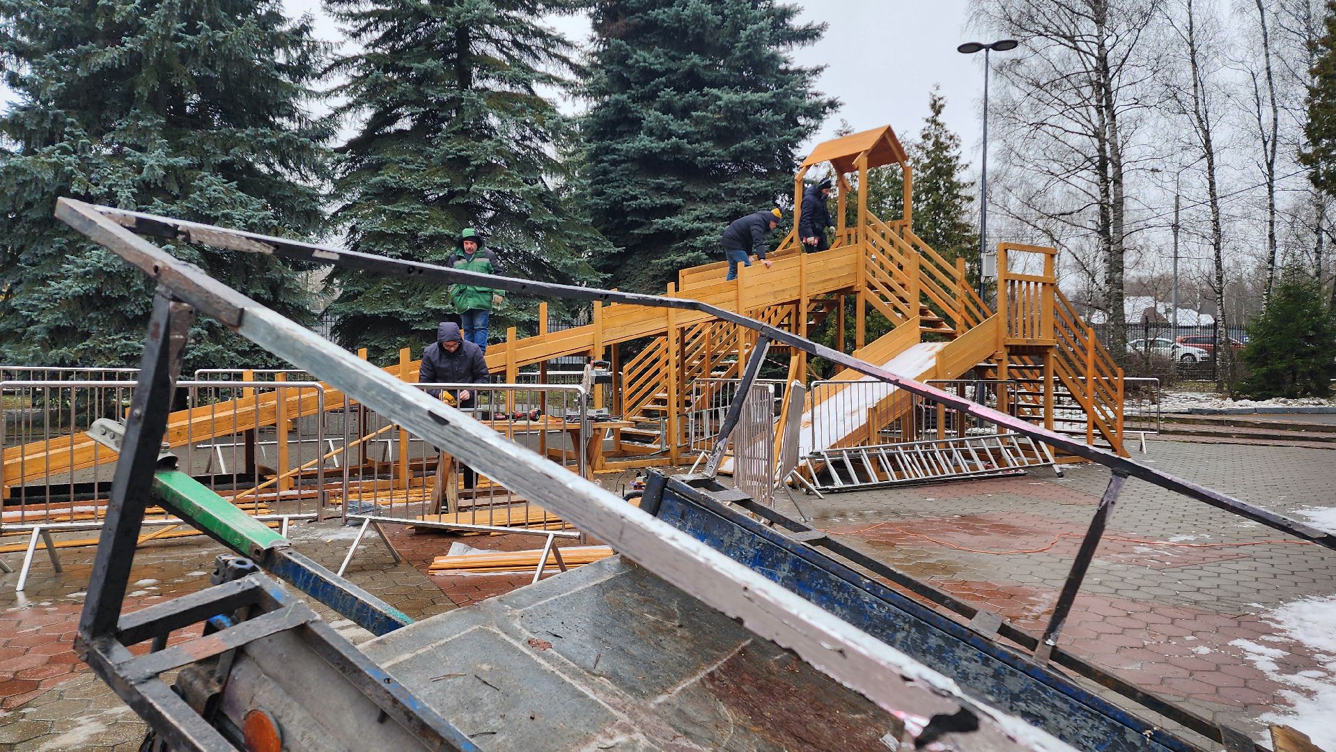 подмосковье, Домодедово, Деревянная горка, парк Елочки, зима в подмосковье, Зима, Зимние забавы, вертикалки,