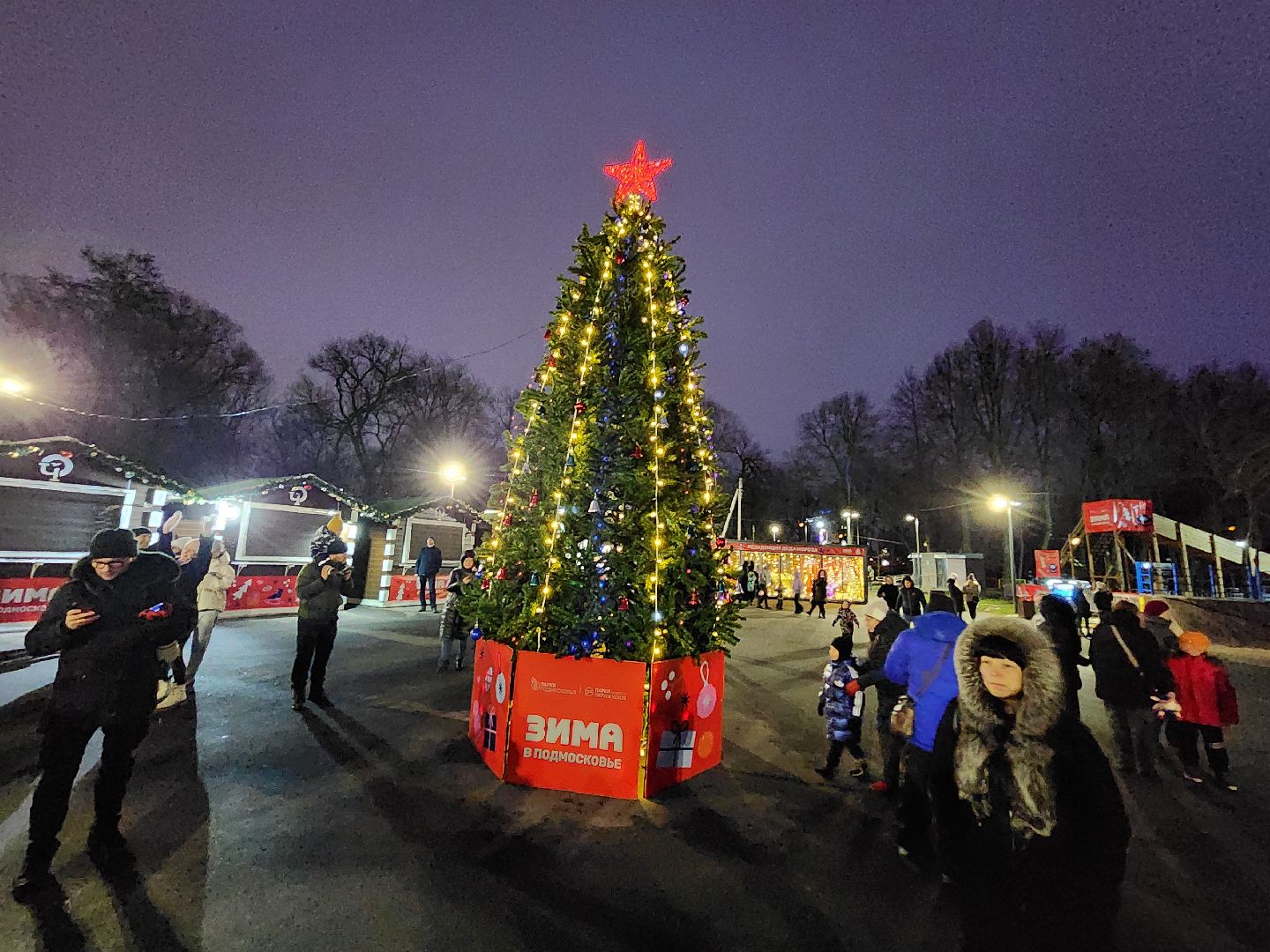 Чехов, парк культуры и отдыха, проект Зима в Подмосковье, открытие нового зимнего сезона, мероприятие Парк зажигает огни, народные гуляния и забавы, праздничная программа, анимация, новогодняя елка, зима в подмосковье, вертикалки,