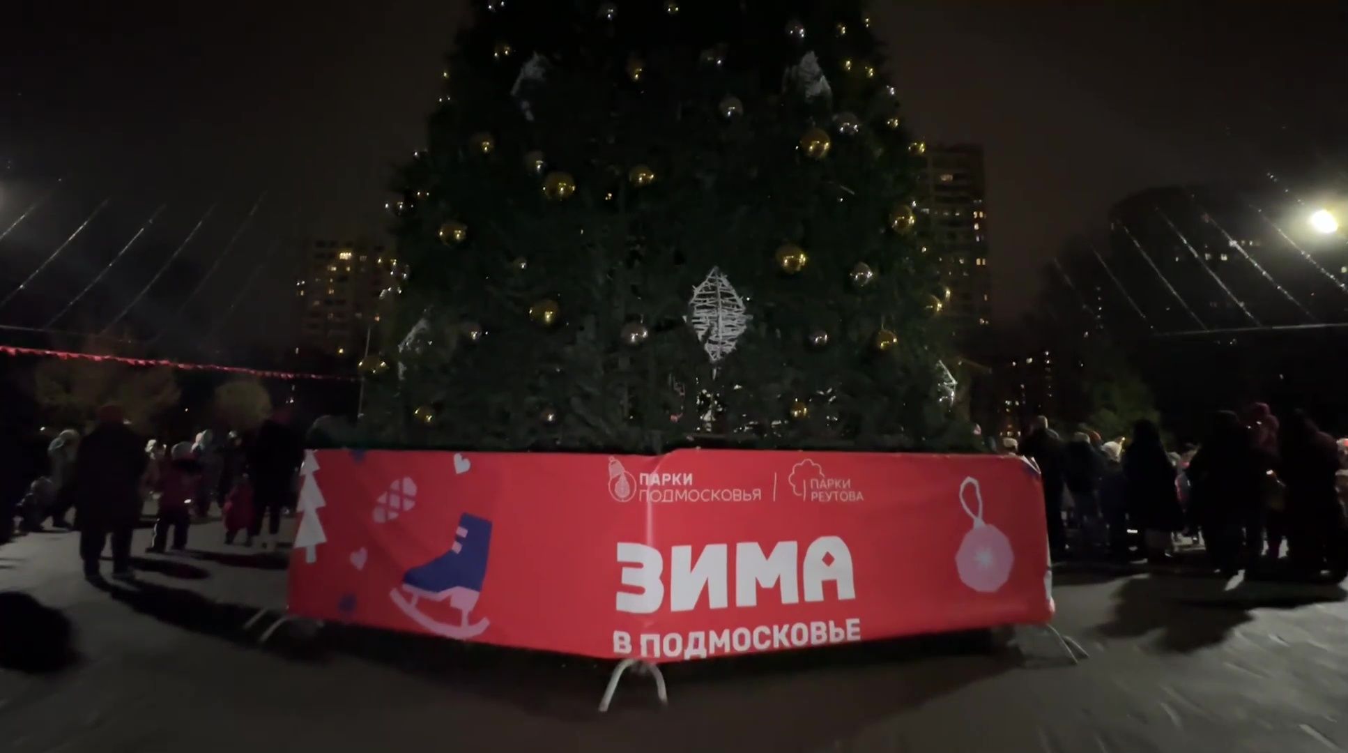 Реутов, вертикалки, зажжение елки, елочка гори, огни, новый год, сказочные персонажи, Дед Мороз,