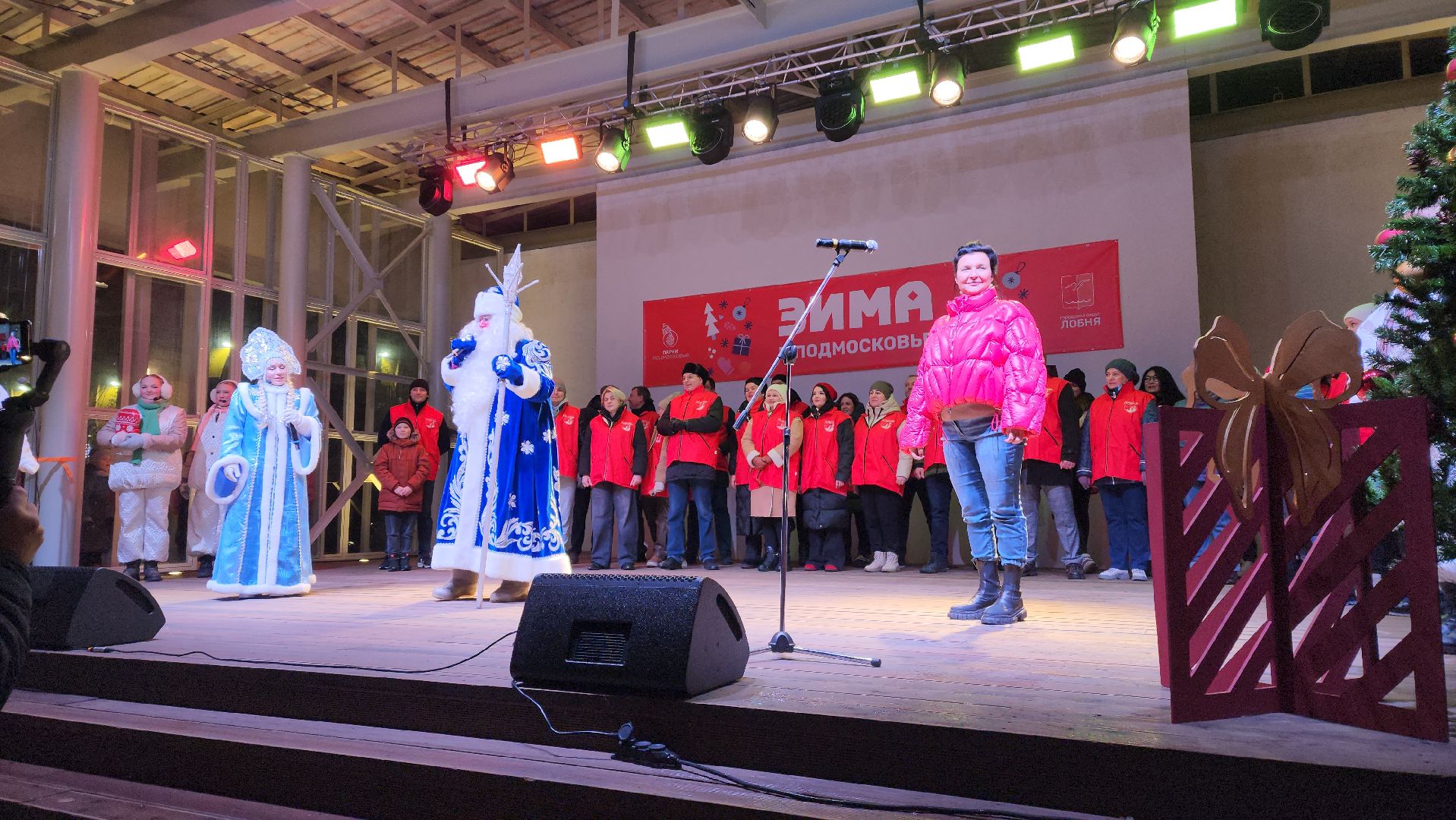 Зима, дед мороз и снегурочка, Лобня, Елка, Зима в Подмосковье, вертикалки,