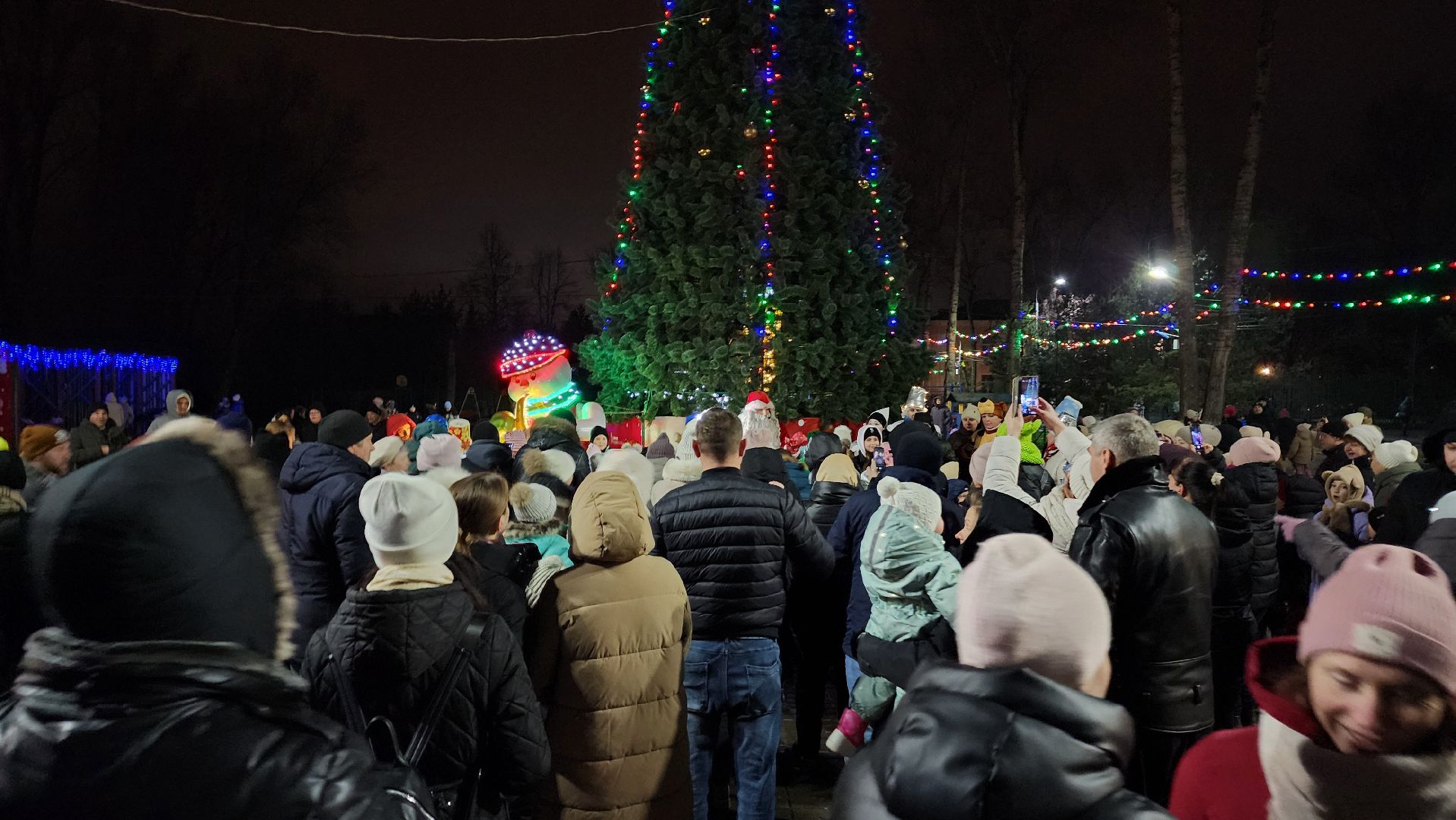 ступино, зима в подмосковье, зажжение огней на елке, вертикалки,